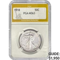 1918 Walking Liberty Half Dollar PGA MS63