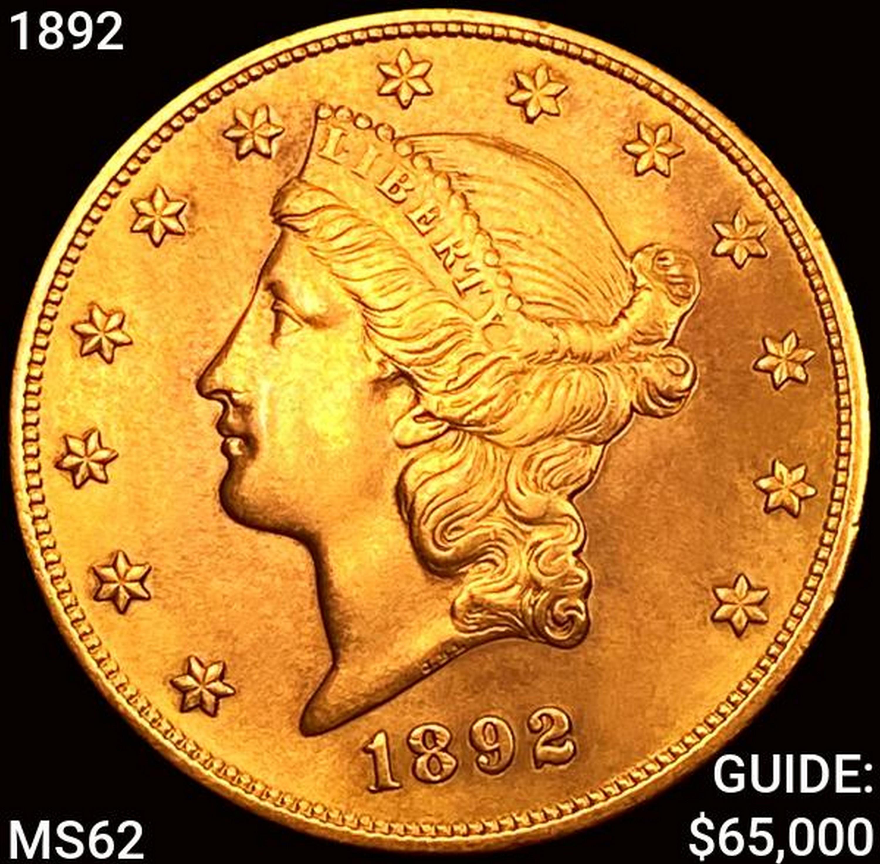 1892 $20 Gold Double Eagle UNCIRCULATED