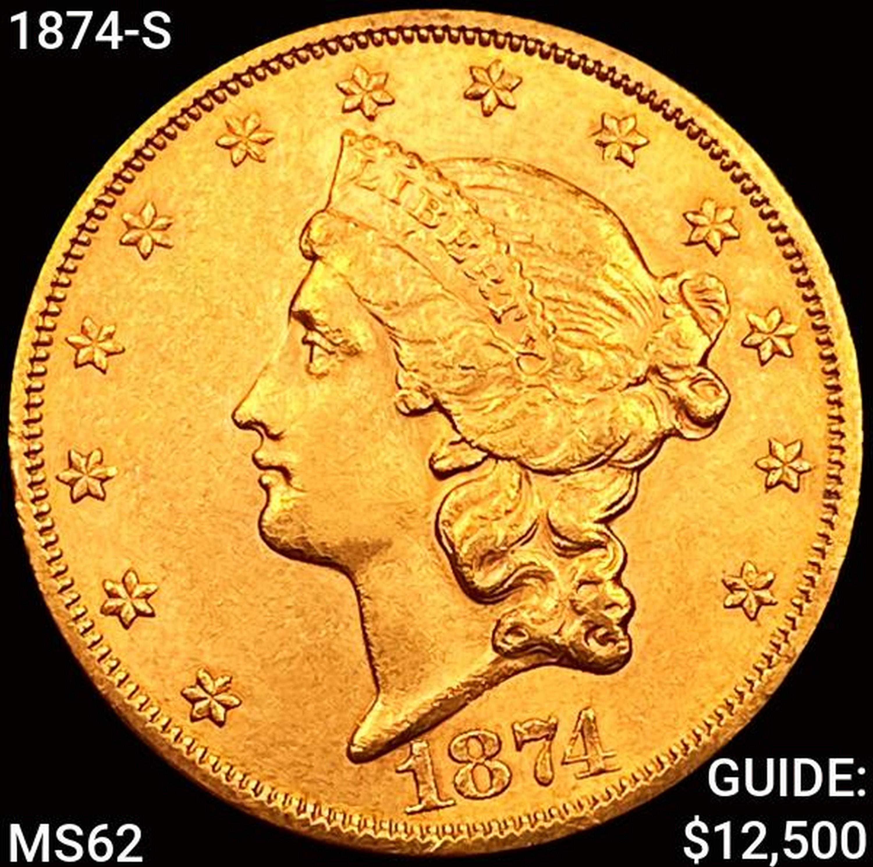 1874-S $20 Gold Double Eagle UNCIRCULATED