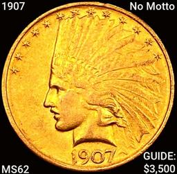 1907 No Motto $10 Gold Eagle UNCIRCULATED