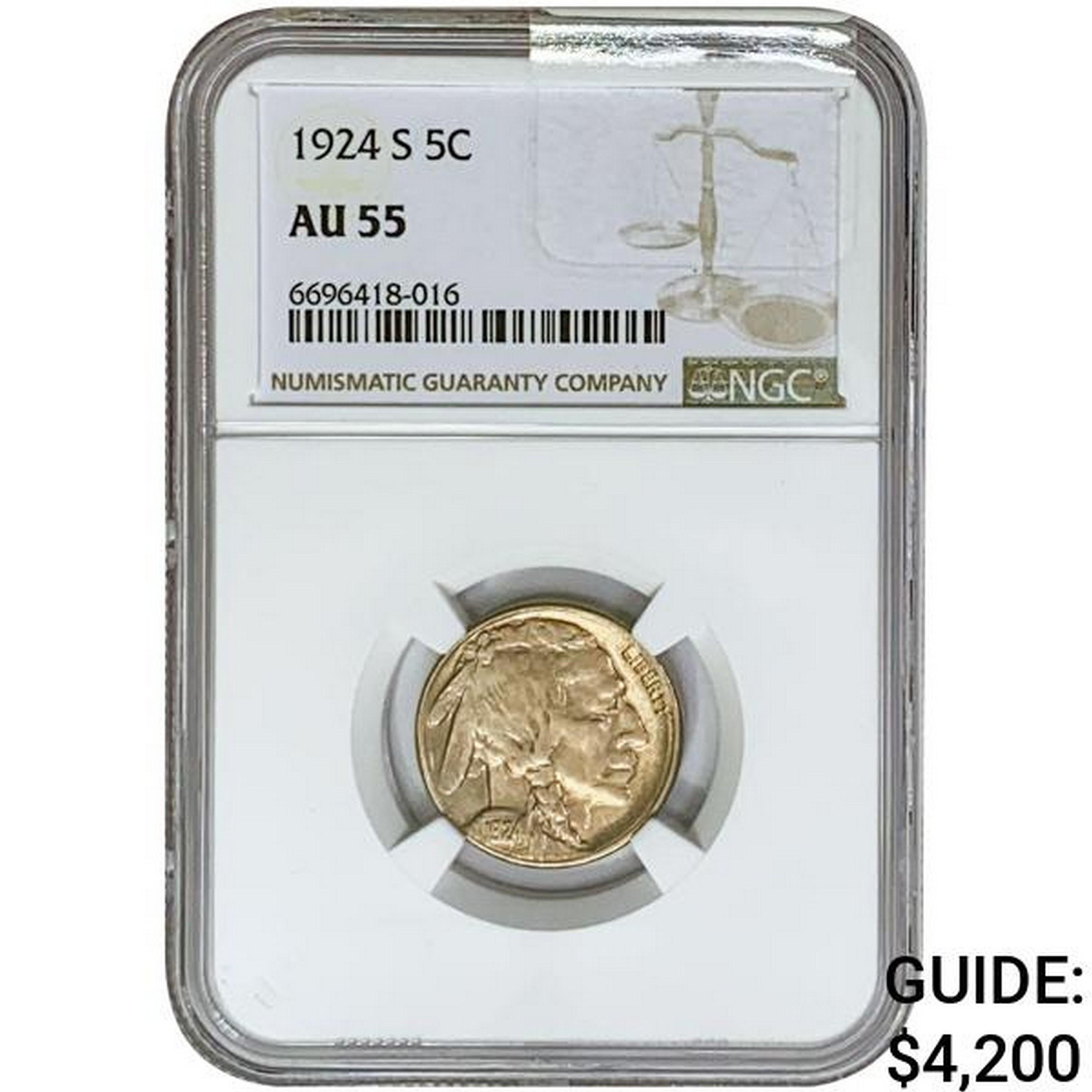 1924-S Buffalo Nickel NGC AU55