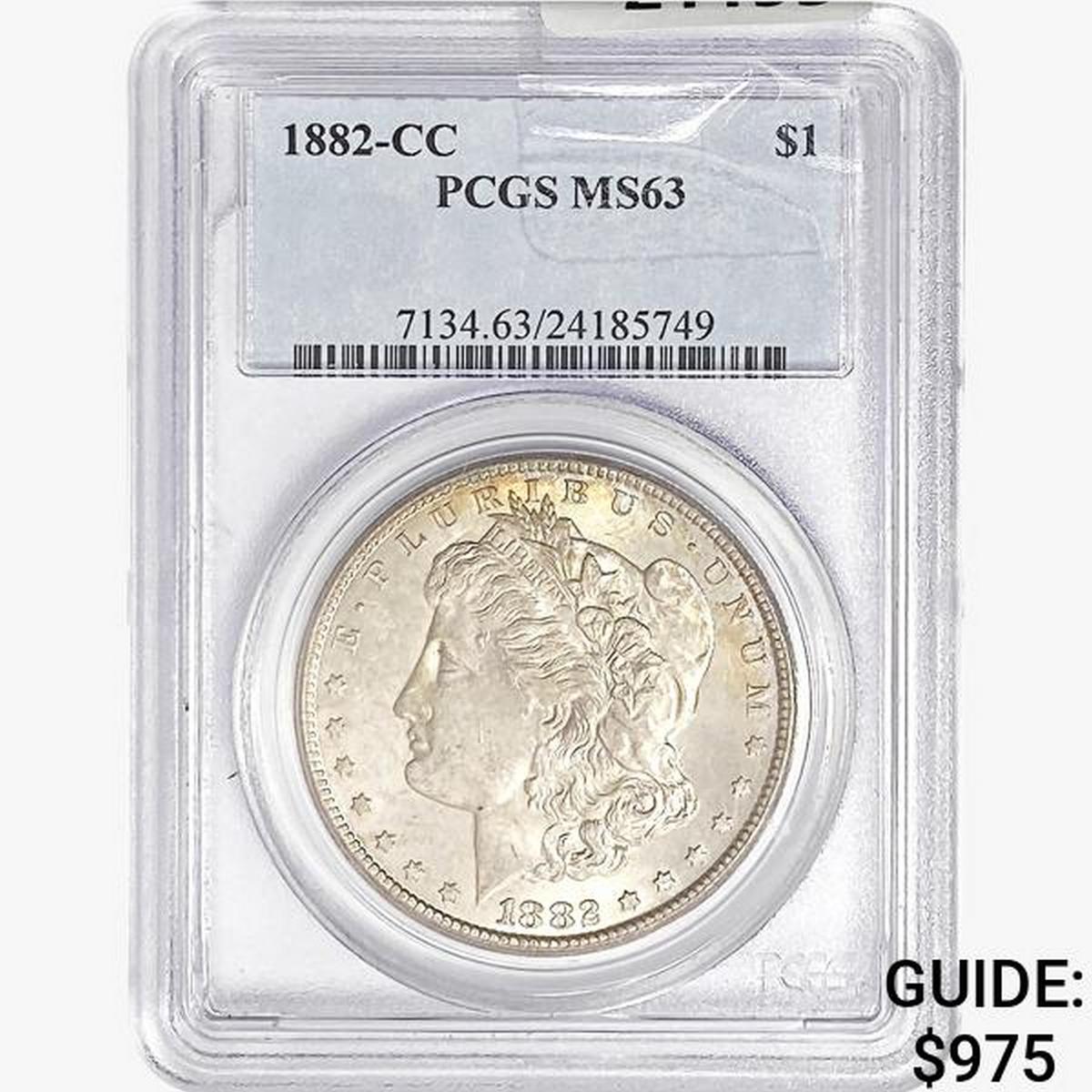 1882-CC Morgan Silver Dollar PCGS MS63