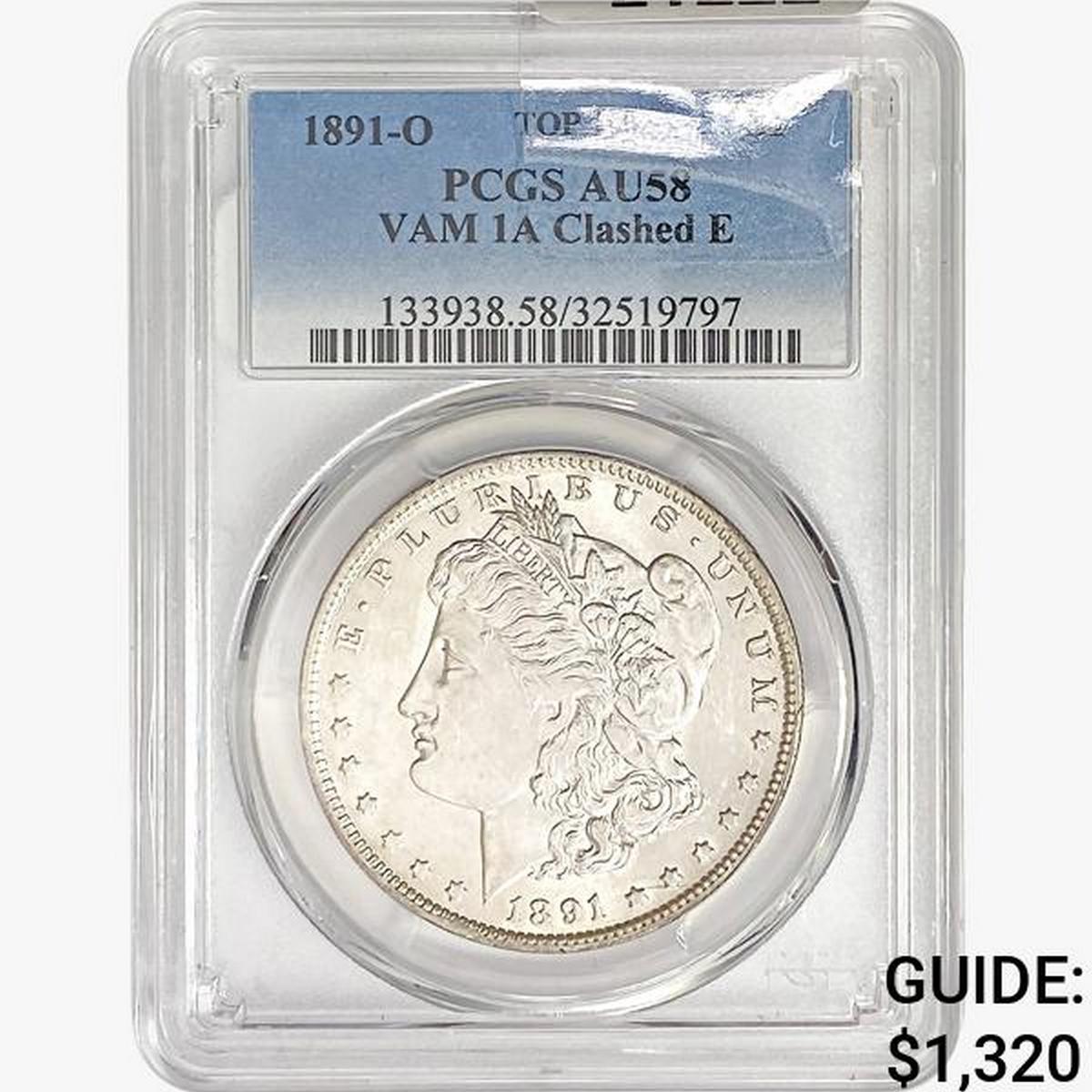 1891-O Morgan Silver Dollar PCGS AU58 VAM-1A Clash