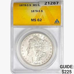 1878-S Morgan Silver Dollar ANACS MS62