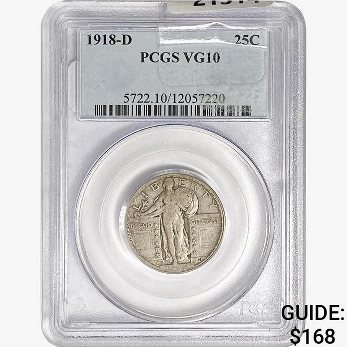 1918-D Standing Liberty Quarter PCGS VG10