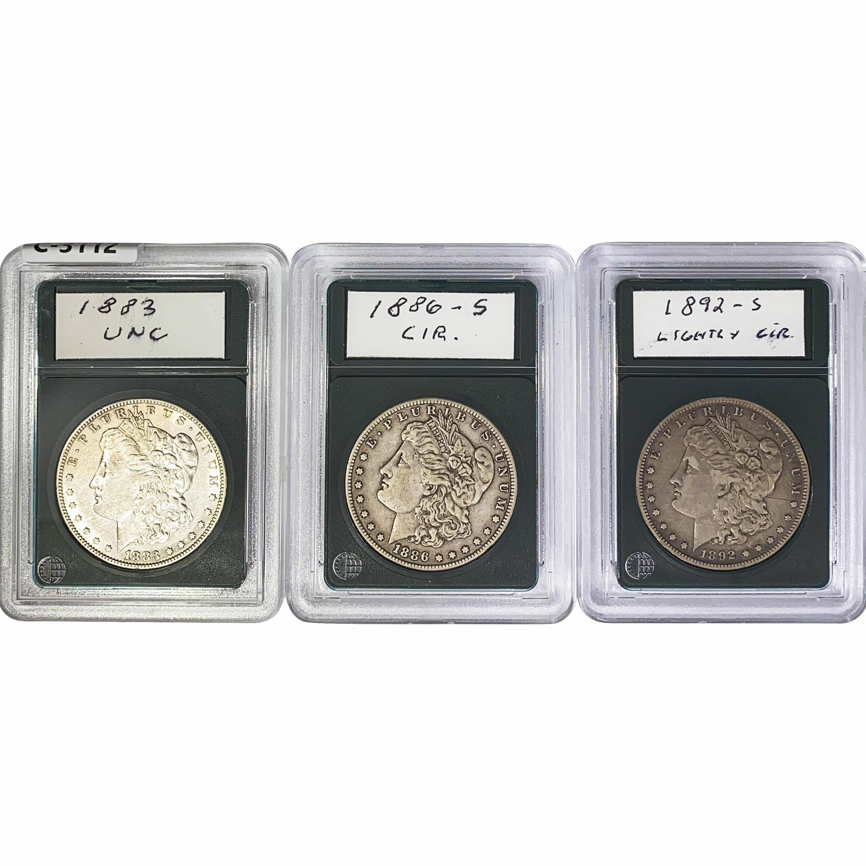 1883-S, 1886-S, 1892-S San Fransisco Morgan Silver