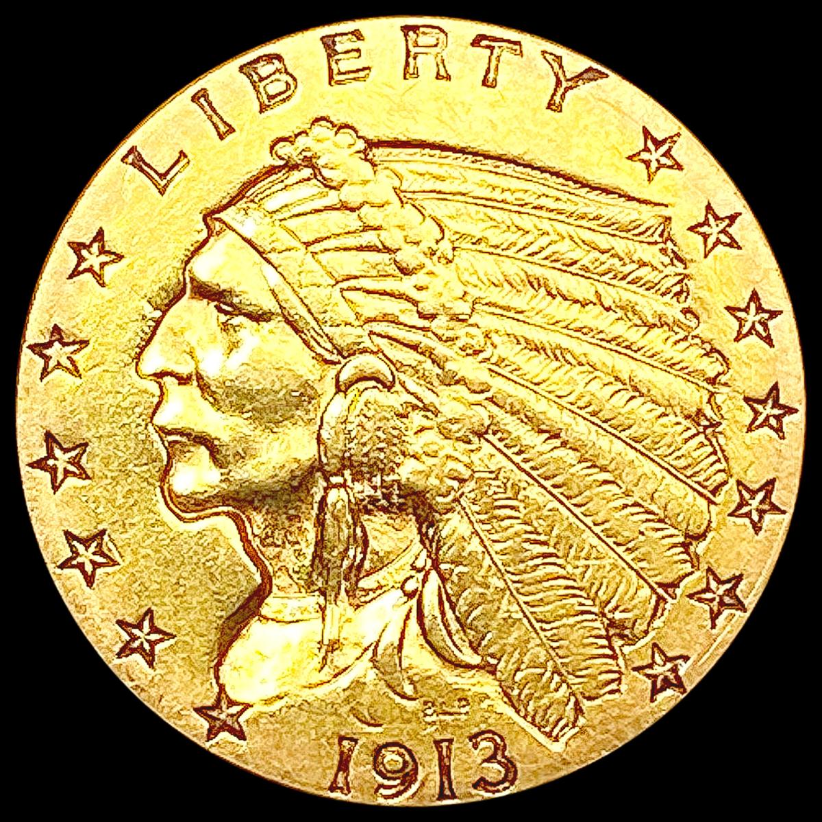 1913 $2.50 Gold Quarter Eagle CLOSELY UNCIRCULATED