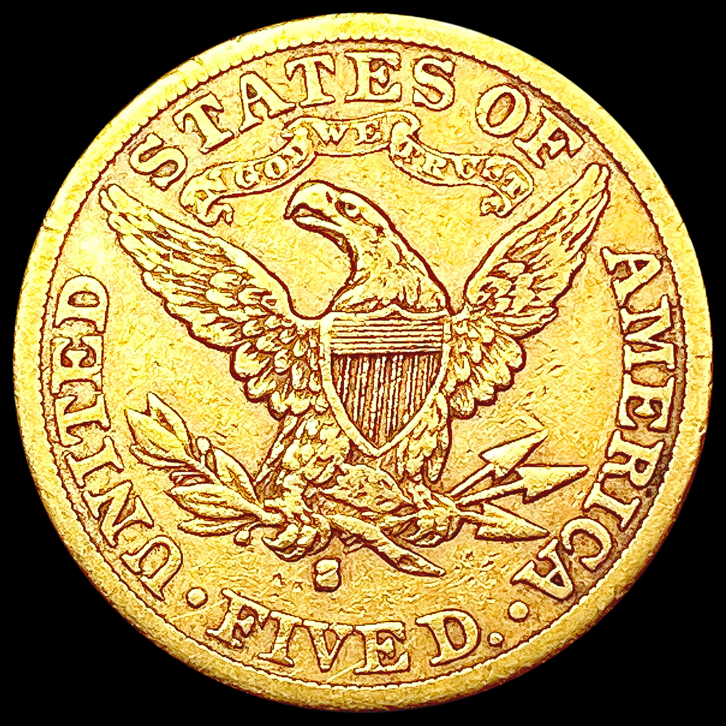 1887-S $5 Gold Half Eagle LIGHTLY CIRCULATED