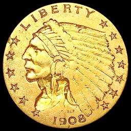 1908 $2.50 Gold Quarter Eagle CLOSELY UNCIRCULATED