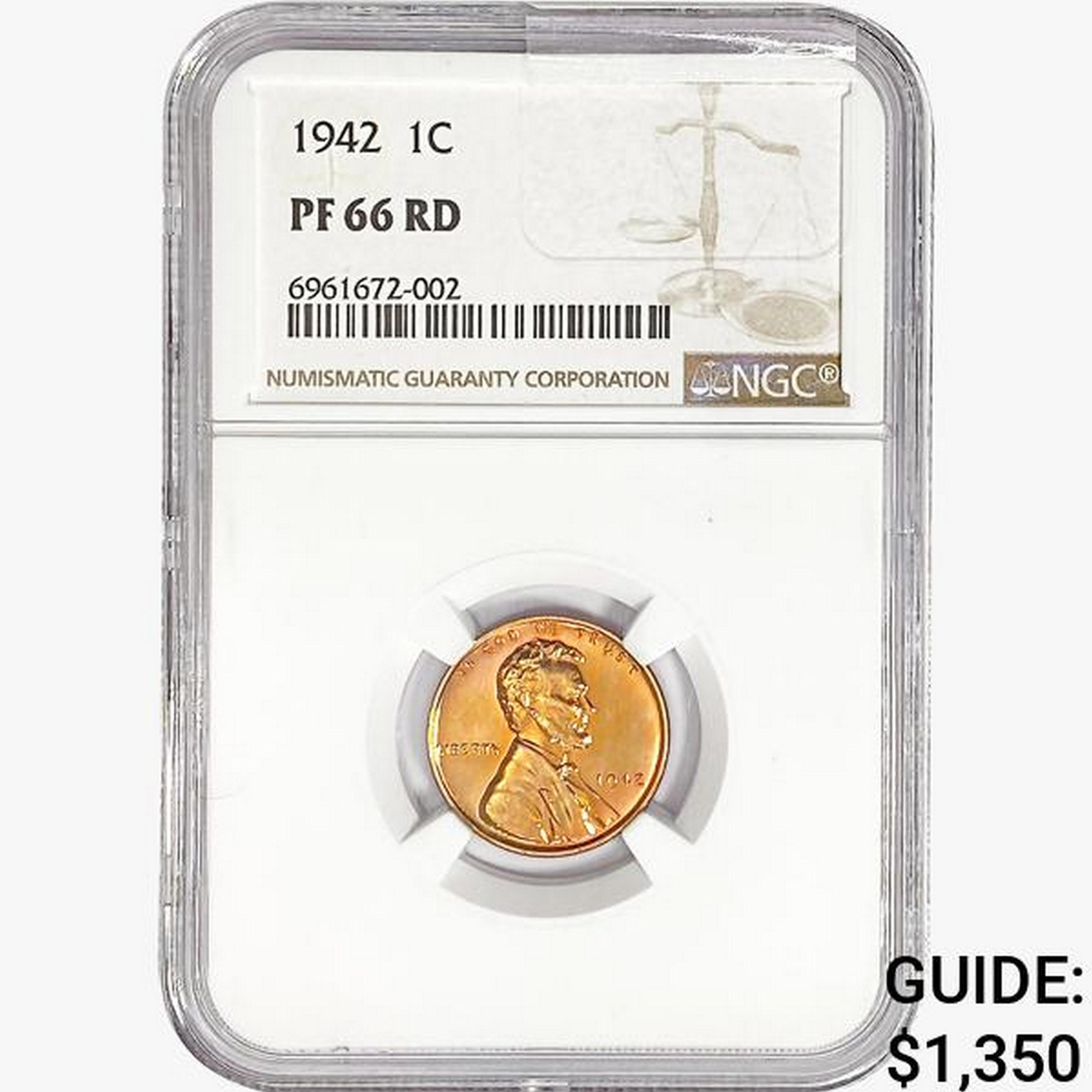 1942 Wheat Cent NGC PF66 RD