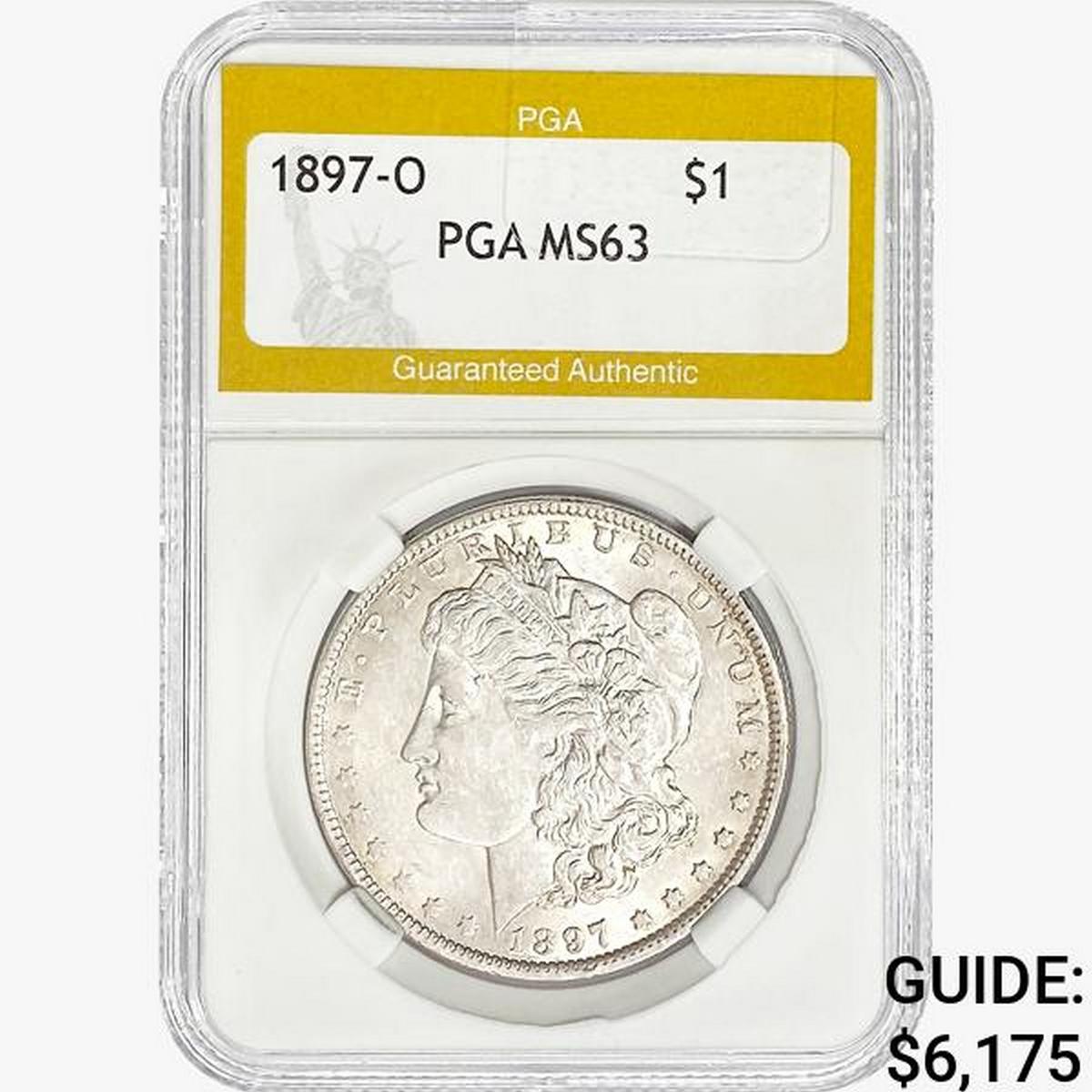 1897-O Morgan Silver Dollar PGA MS63