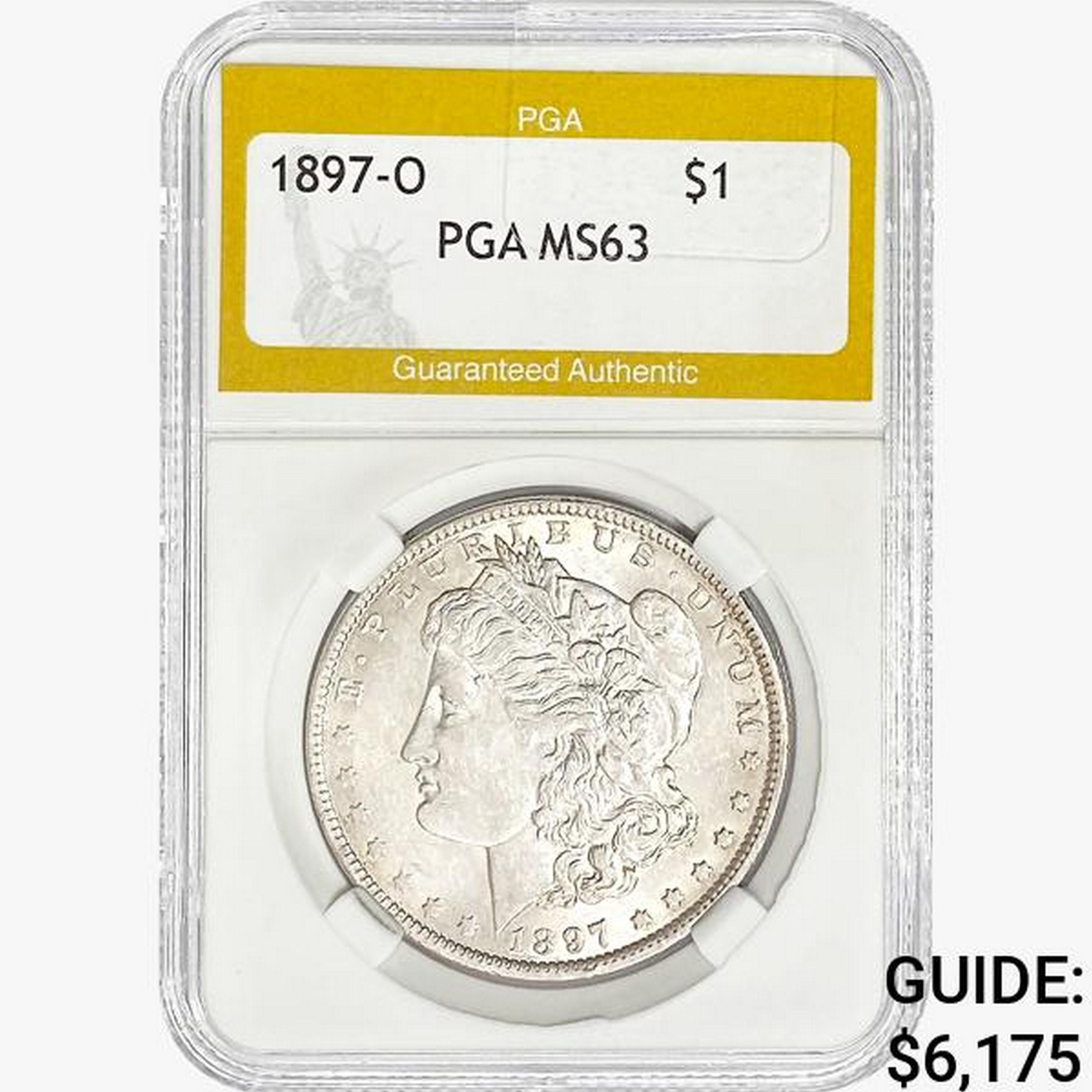 1897-O Morgan Silver Dollar PGA MS63