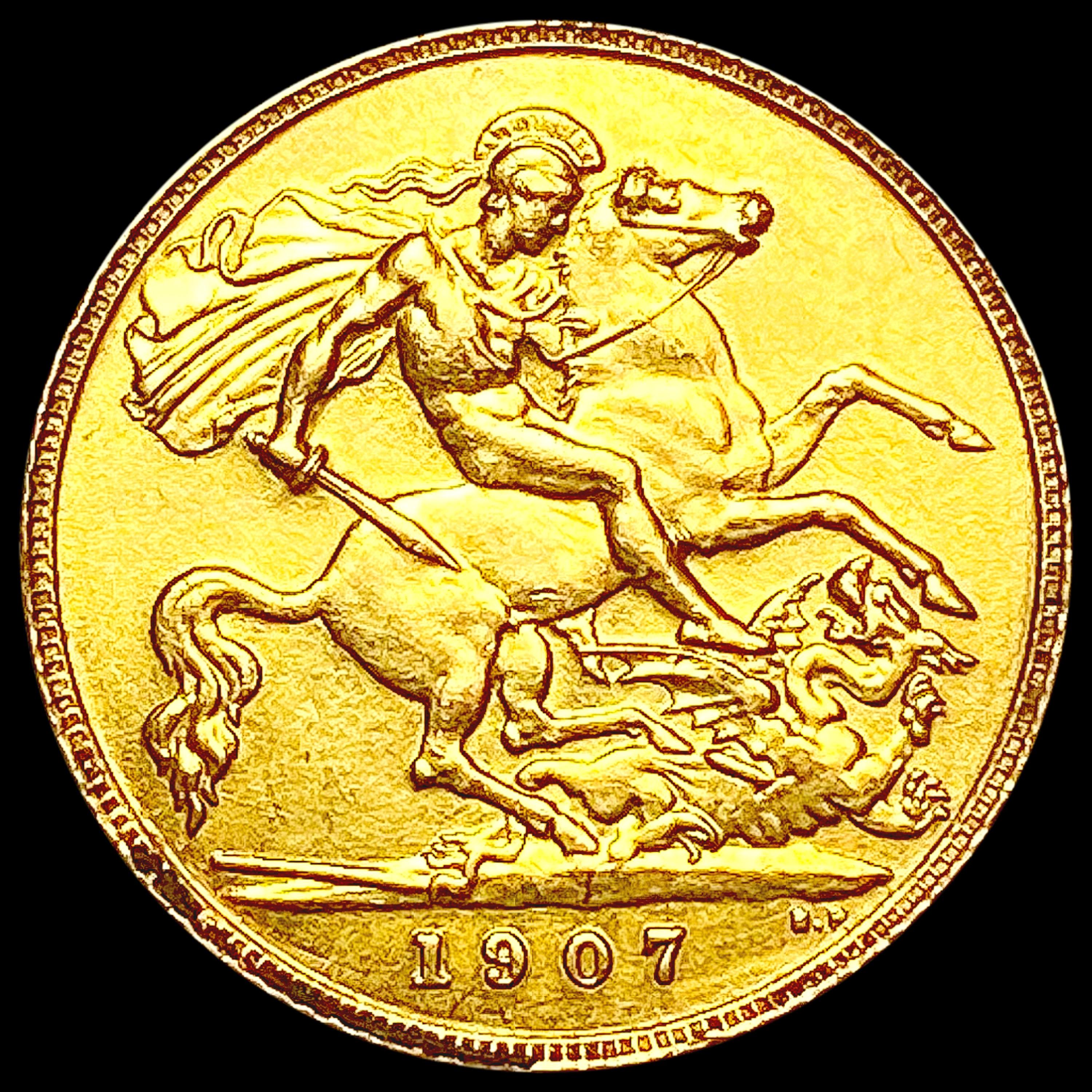 1917 G. Britain .1178oz Gold 1/2 Sovereign CLOSELY