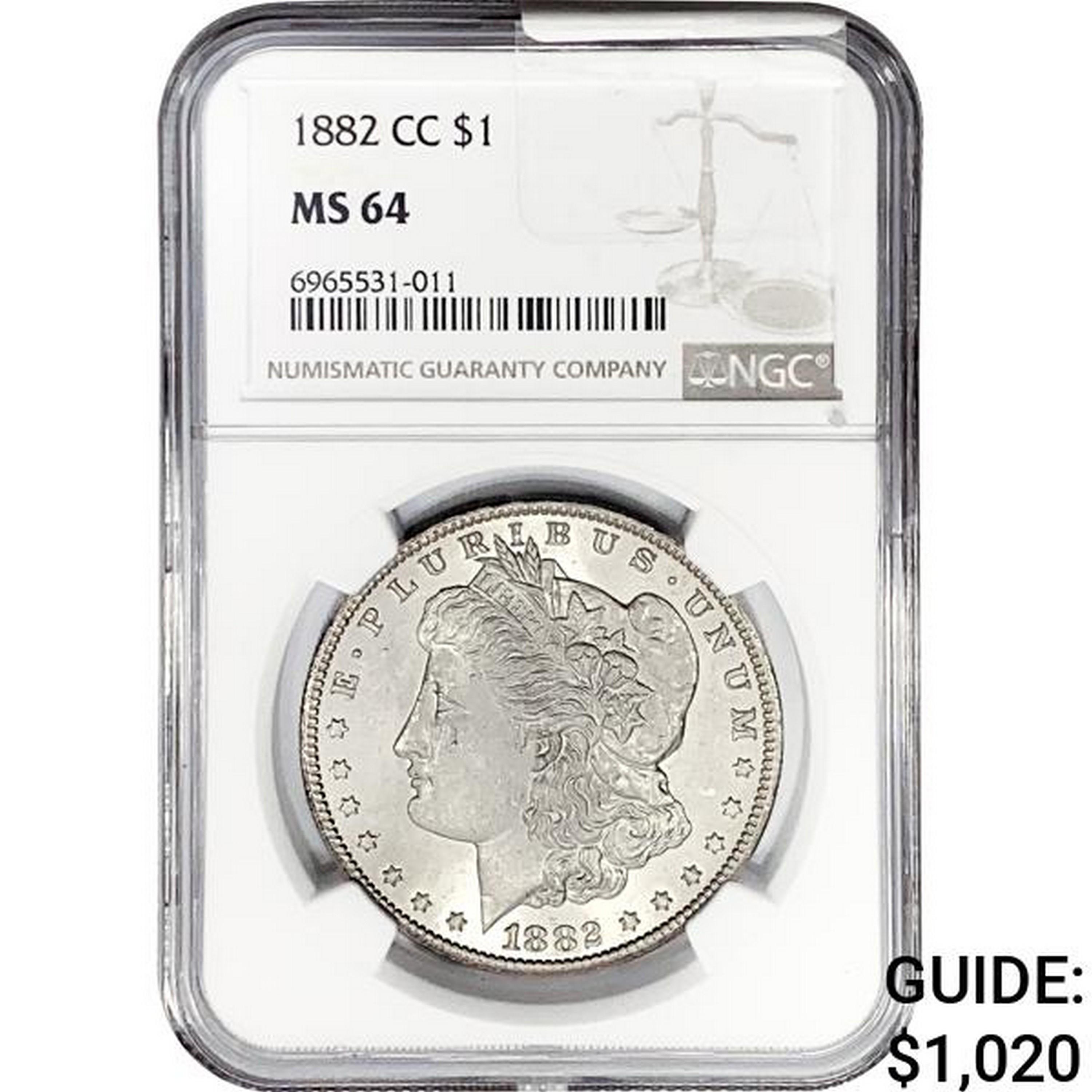 1882-CC Morgan Silver Dollar NGC MS64