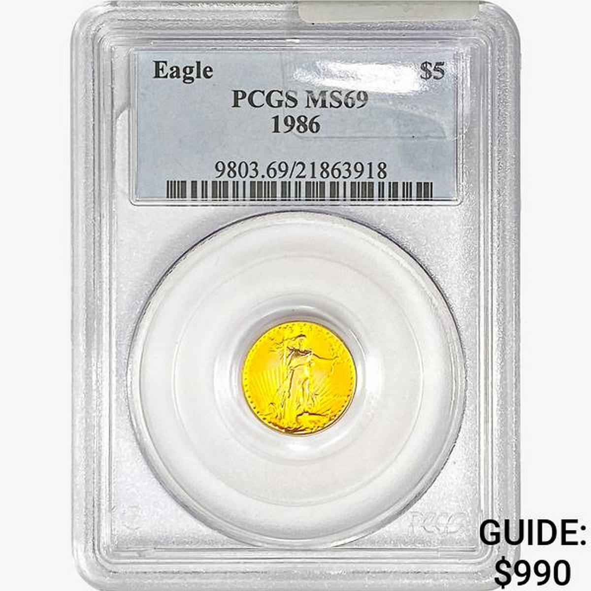 1986 $5 1/10oz. Gold Eagle PCGS MS69