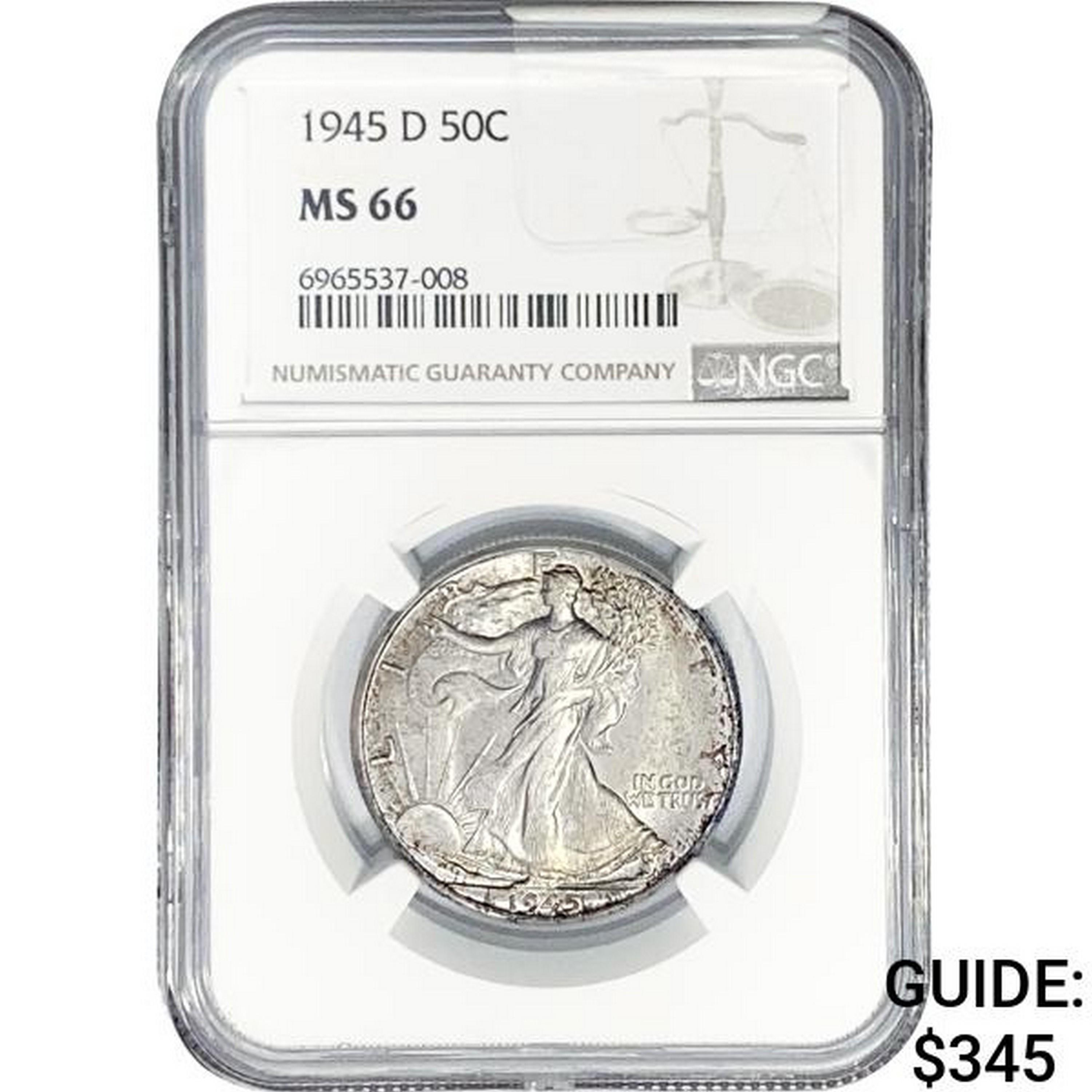 1945-D Walking Liberty Half Dollar NGC MS66