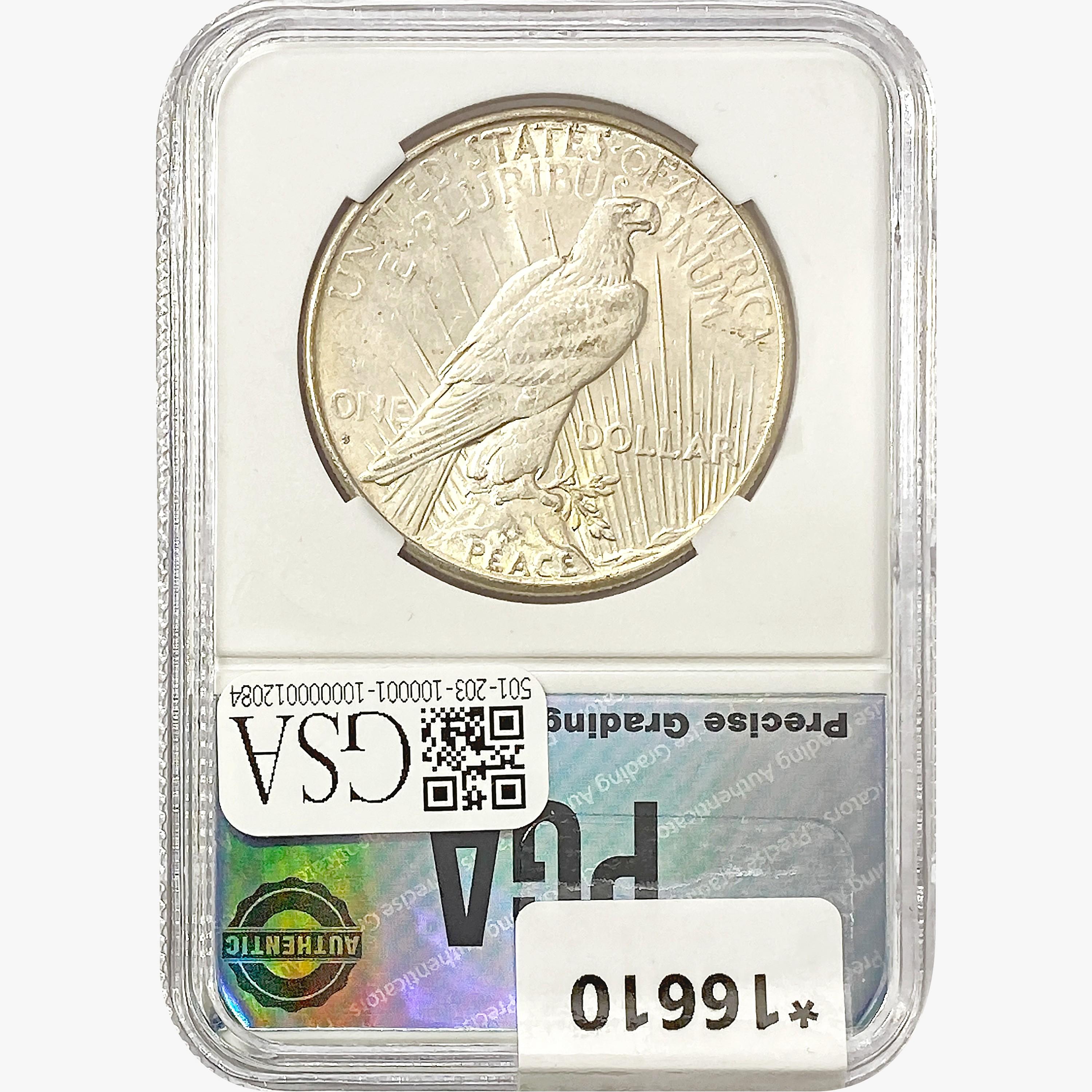 1927-S Silver Peace Dollar PGA MS65+
