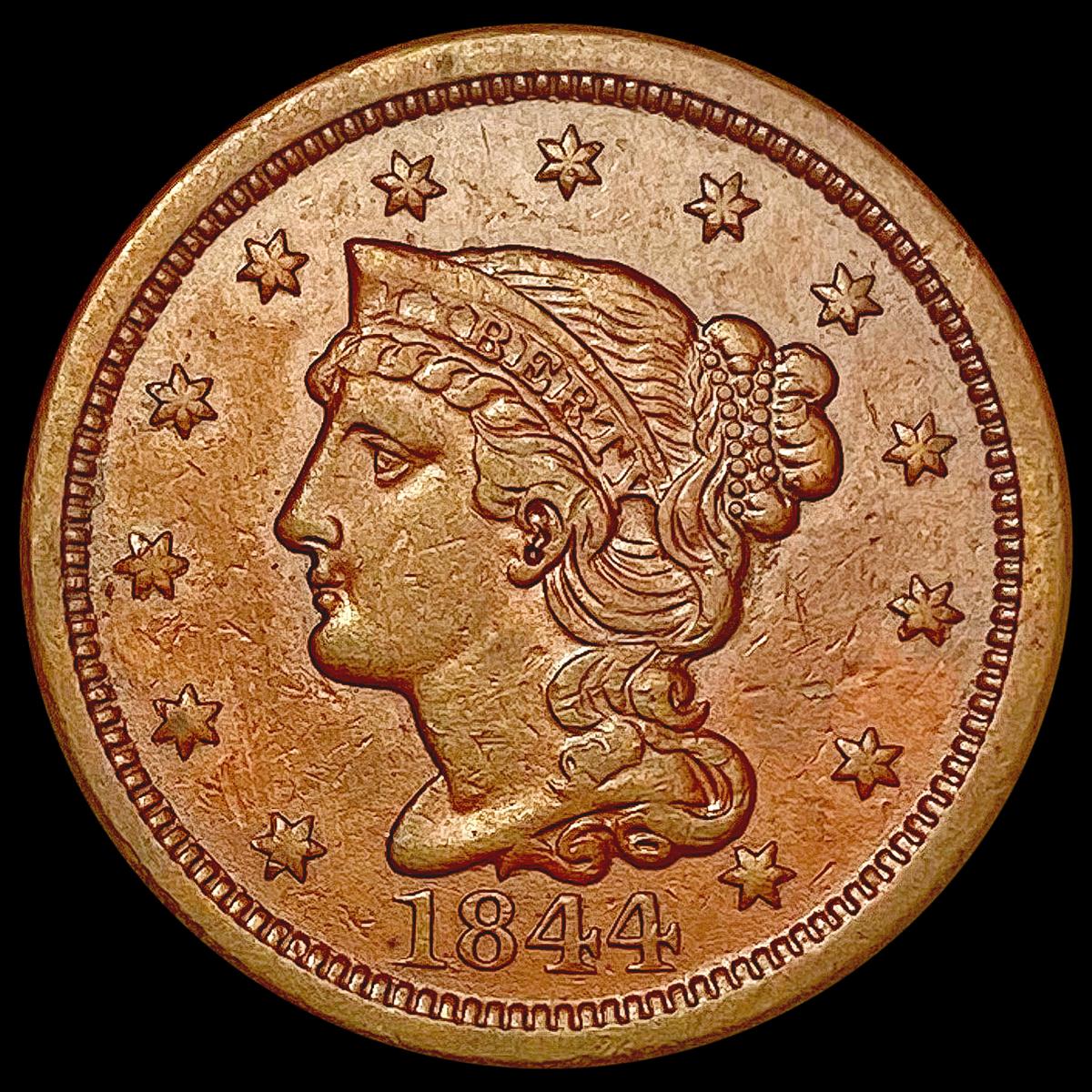 1844 Braided Hair Large Cent NEARLY UNCIRCULATED