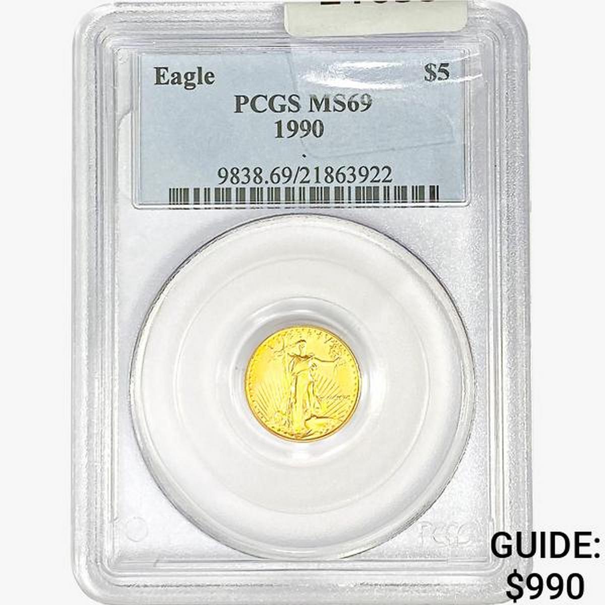 1990 $5 1/10oz. Gold Eagle PCGS MS69