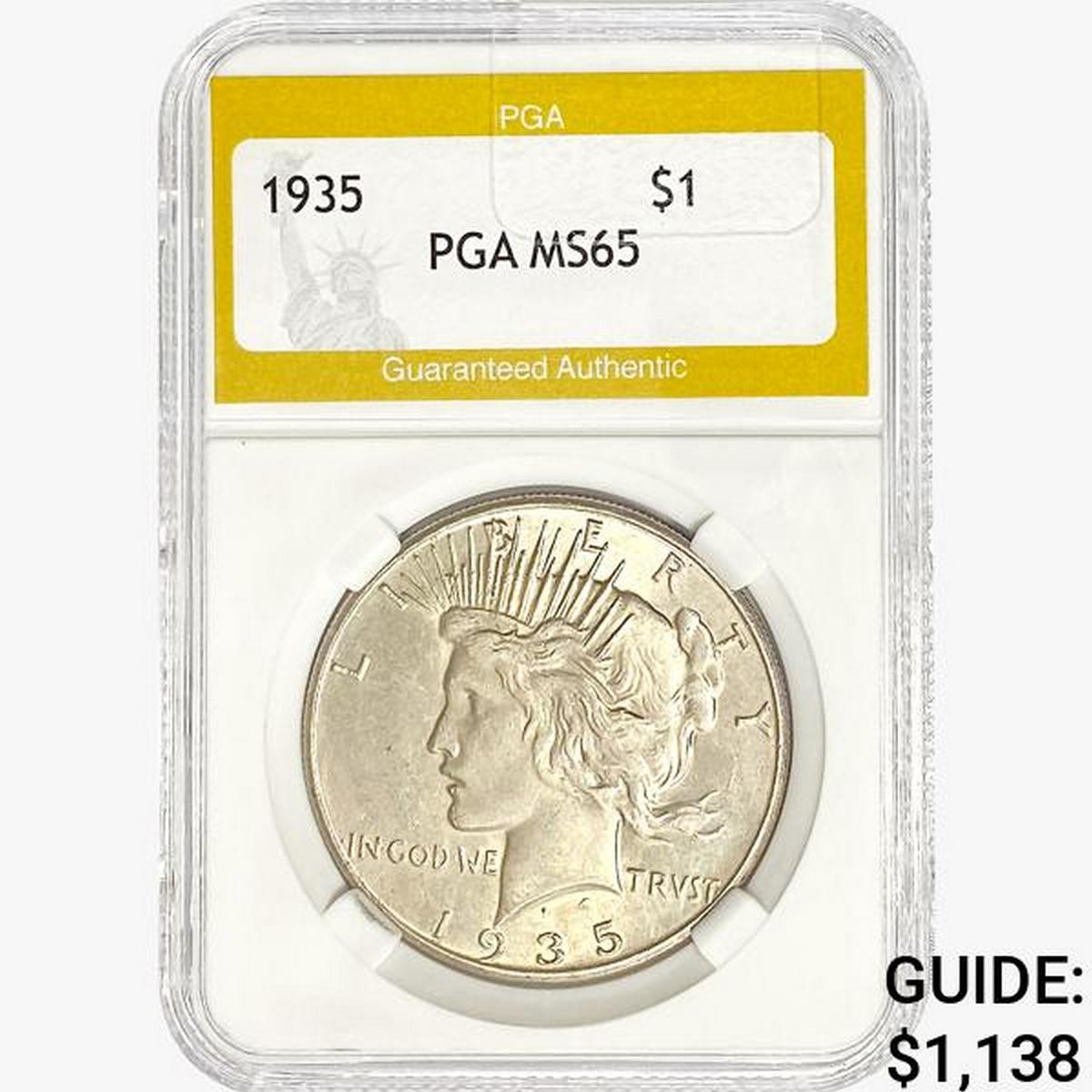 1935 Silver Peace Dollar PGA MS65