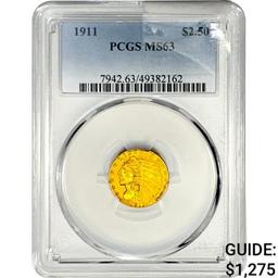 1911 $2.50 Gold Quarter Eagle PCGS MS63