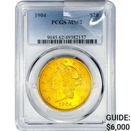 1904 $20 Gold Double Eagle PCGS MS62