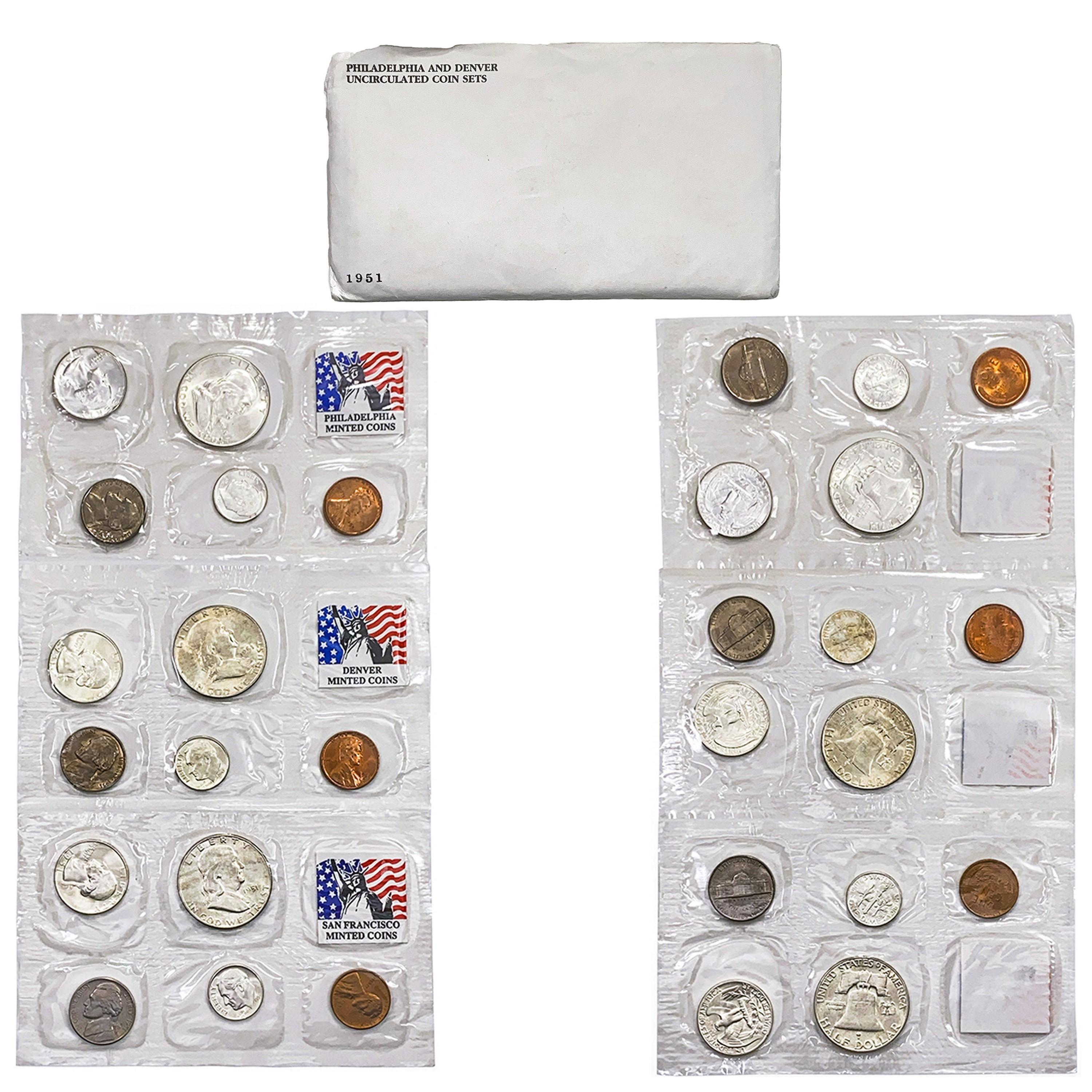 1951-1953 UNC US P, D, and S Year Sets [45 Coins]