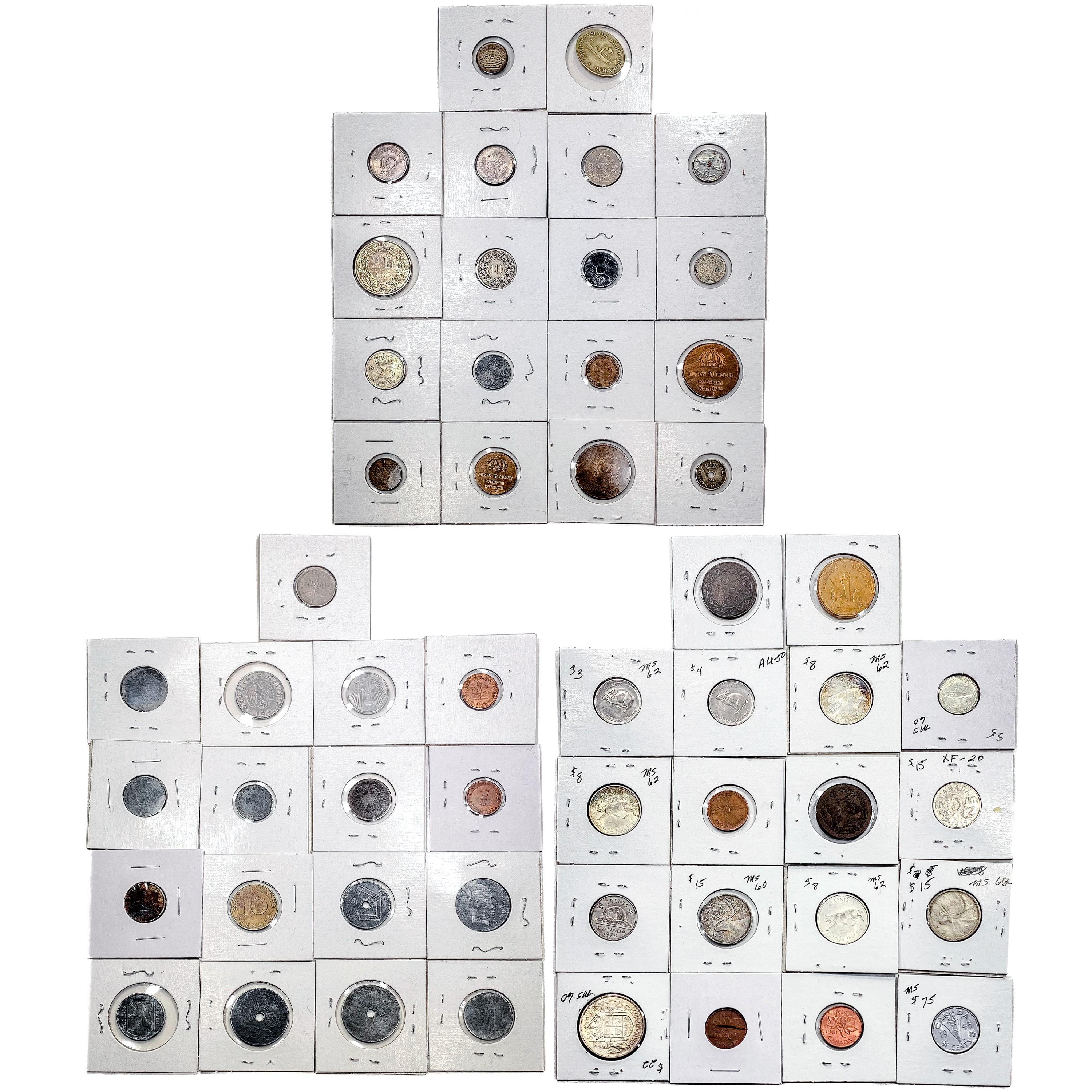 1930-1980 Large Foreign Coin Collection W/Silver [