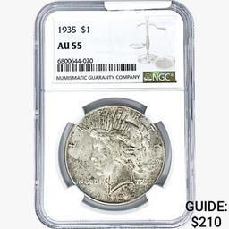 1935 Silver Peace Dollar NGC AU55