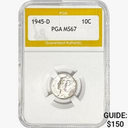 1945-D Mercury Silver Dime PGA MS67