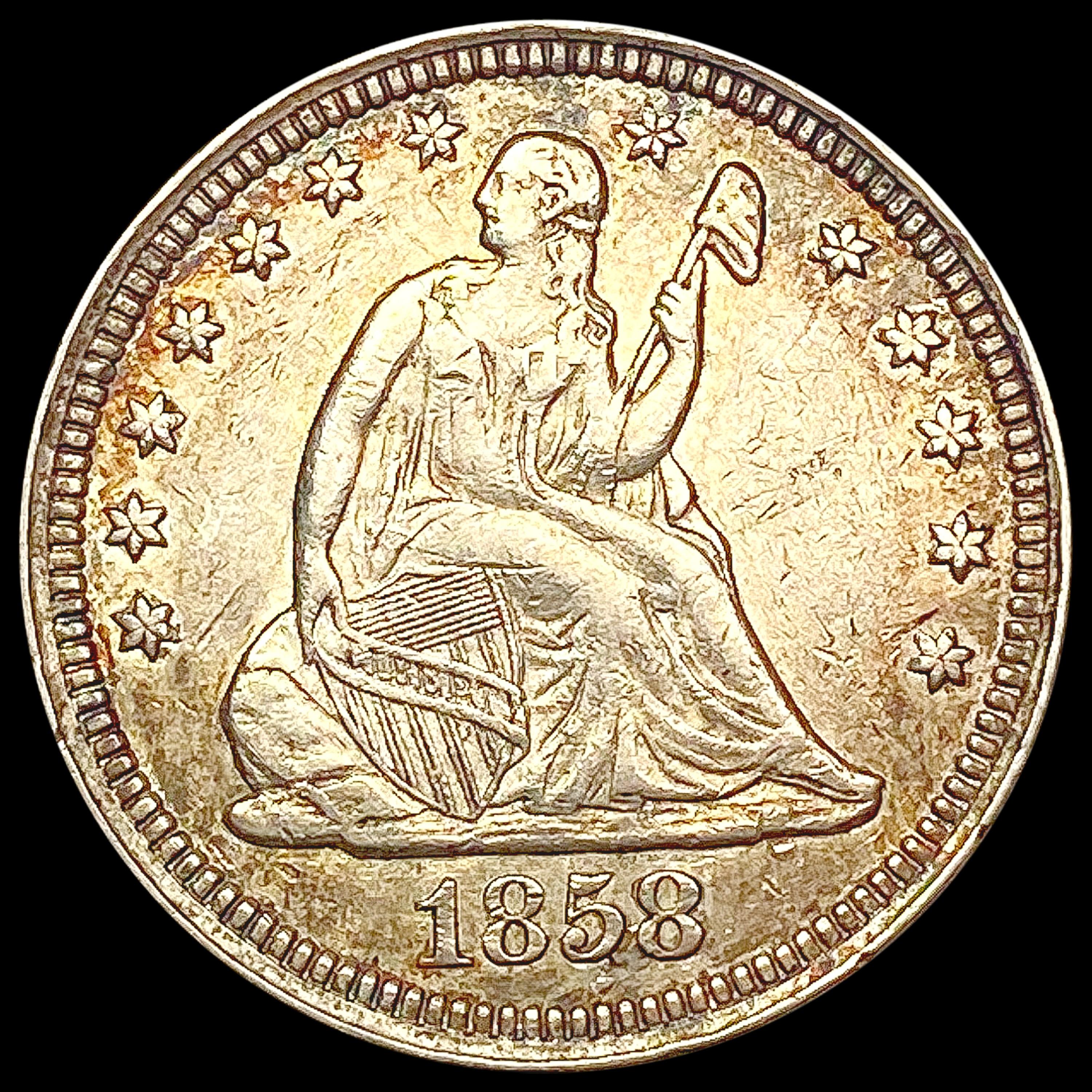 1858 Seated Liberty Quarter CLOSELY UNCIRCULATED