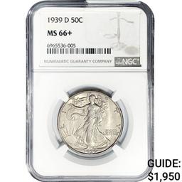 1939-D Walking Liberty Half Dollar NGC MS66+