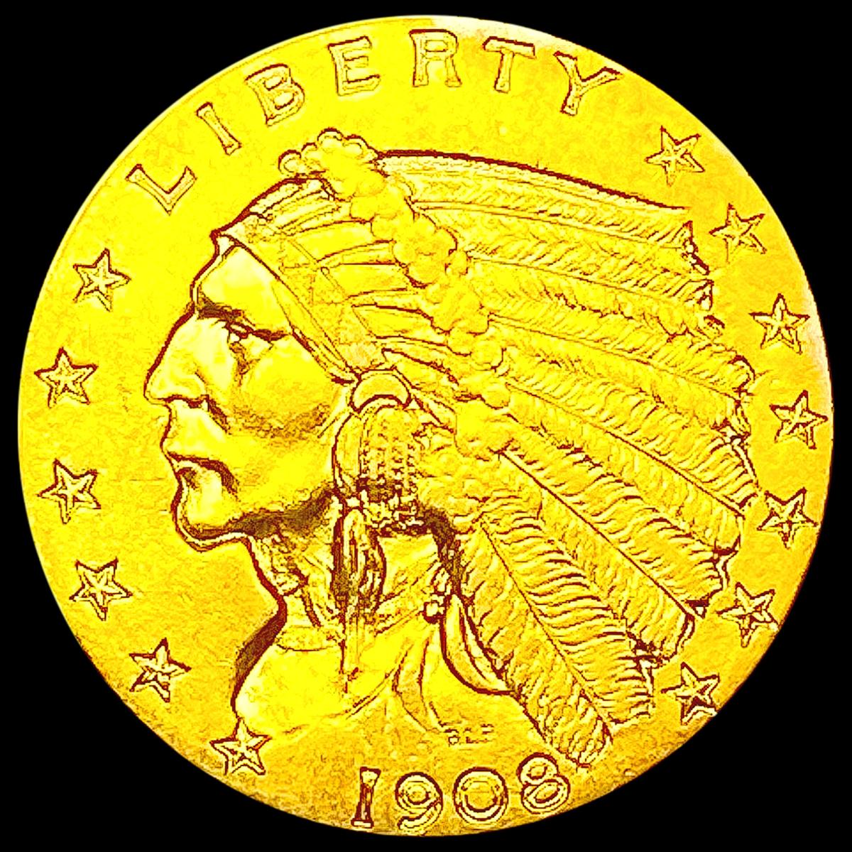 1908 $2.50 Gold Quarter Eagle CLOSELY UNCIRCULATED