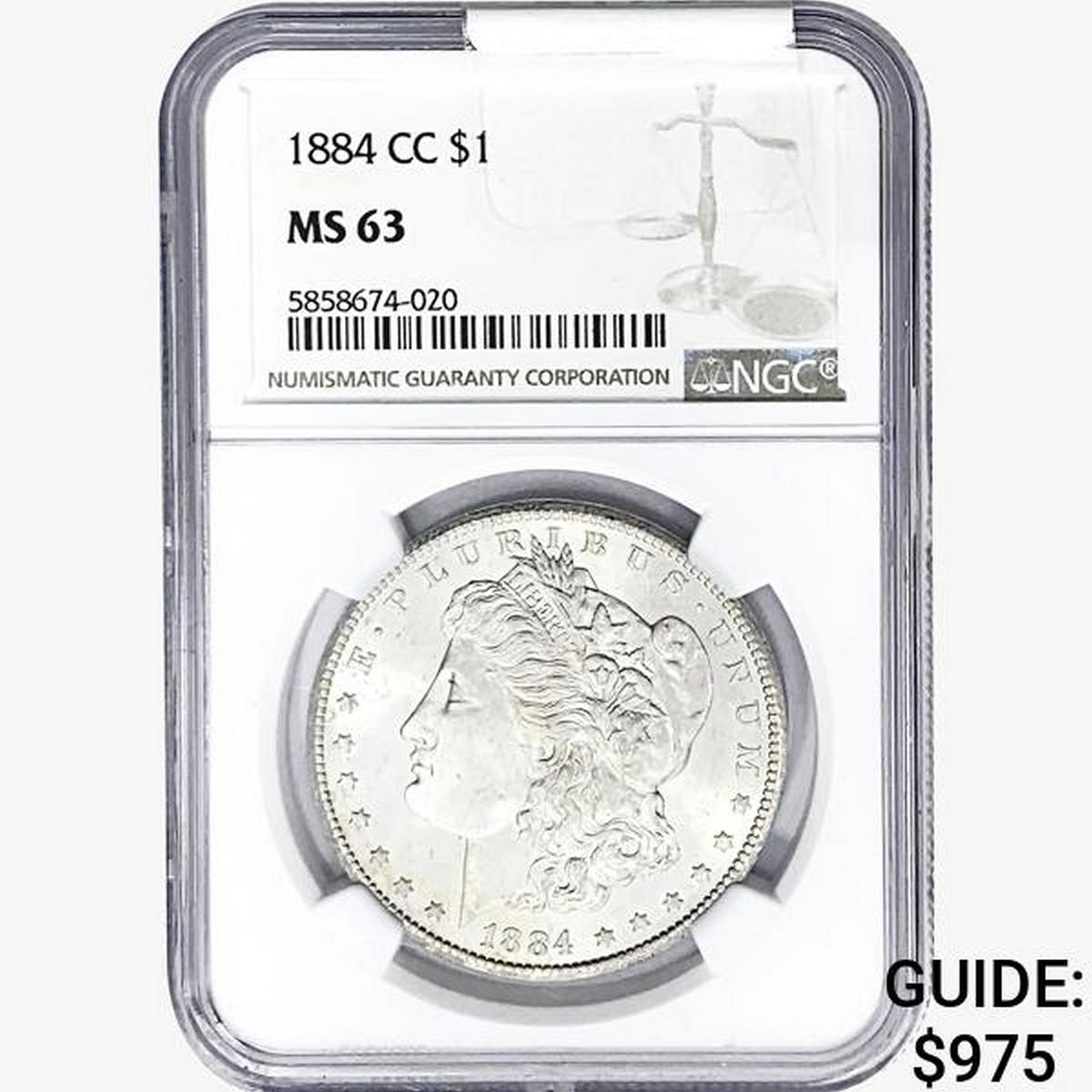 1884-CC Morgan Silver Dollar NGC MS63