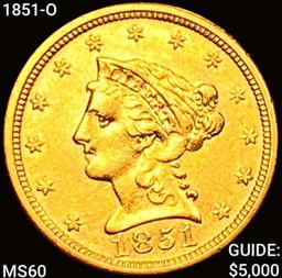1851-O $2.50 Gold Quarter Eagle UNCIRCULATED