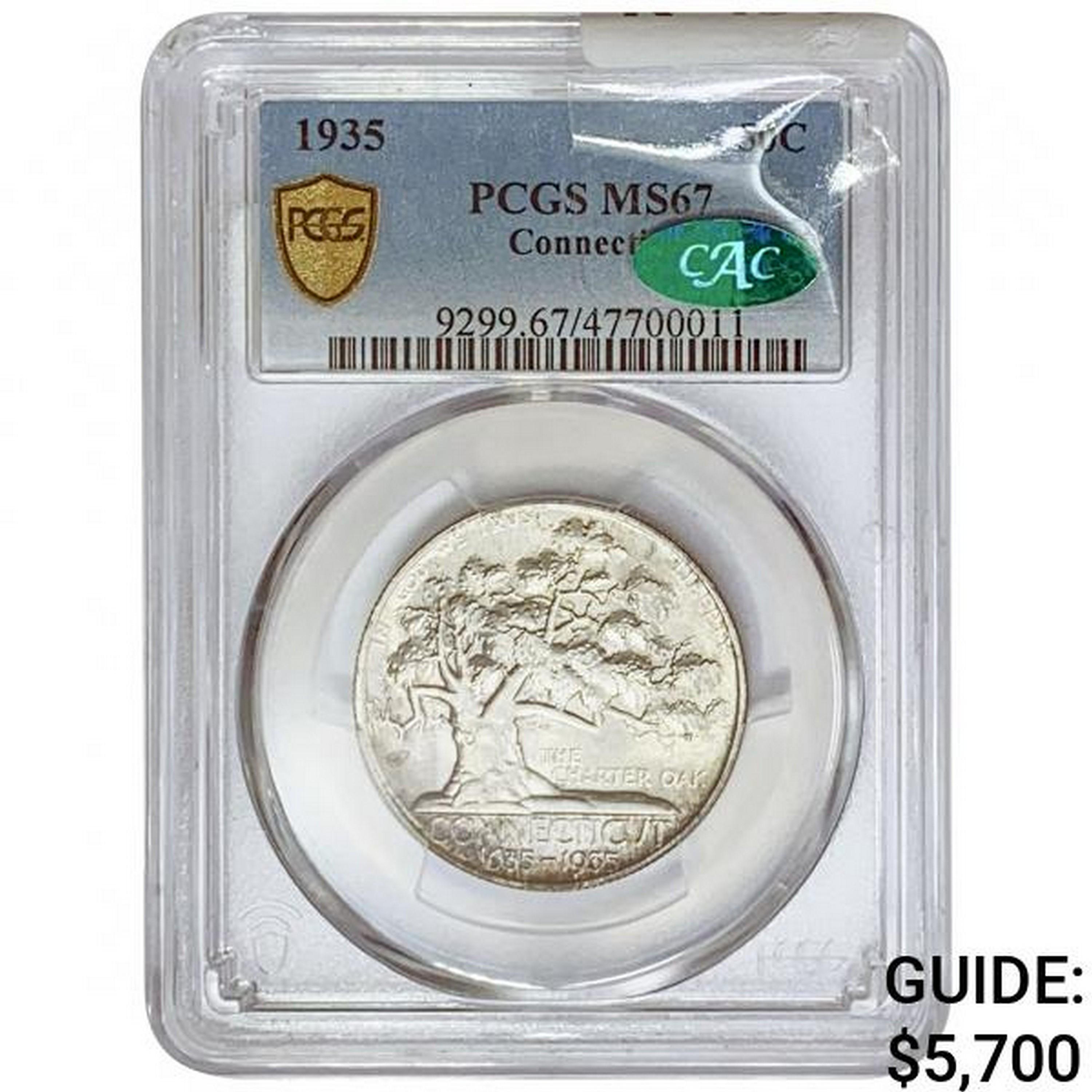 1935 CAC Connecticut Half Dollar PCGS MS67