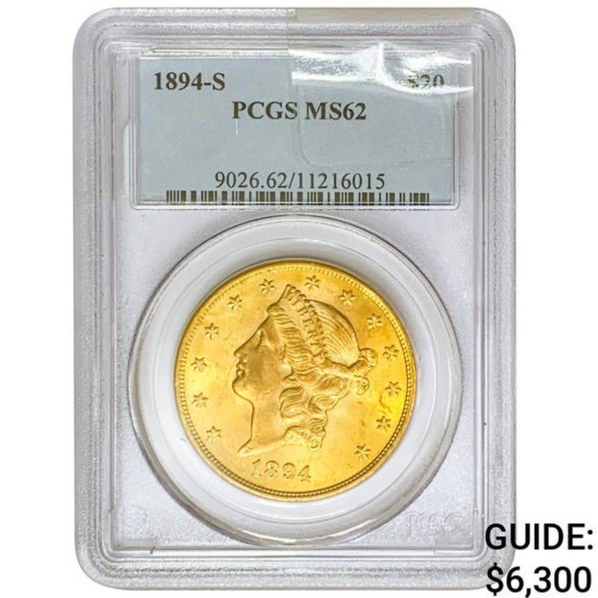 1894-S $20 Gold Double Eagle PCGS MS62