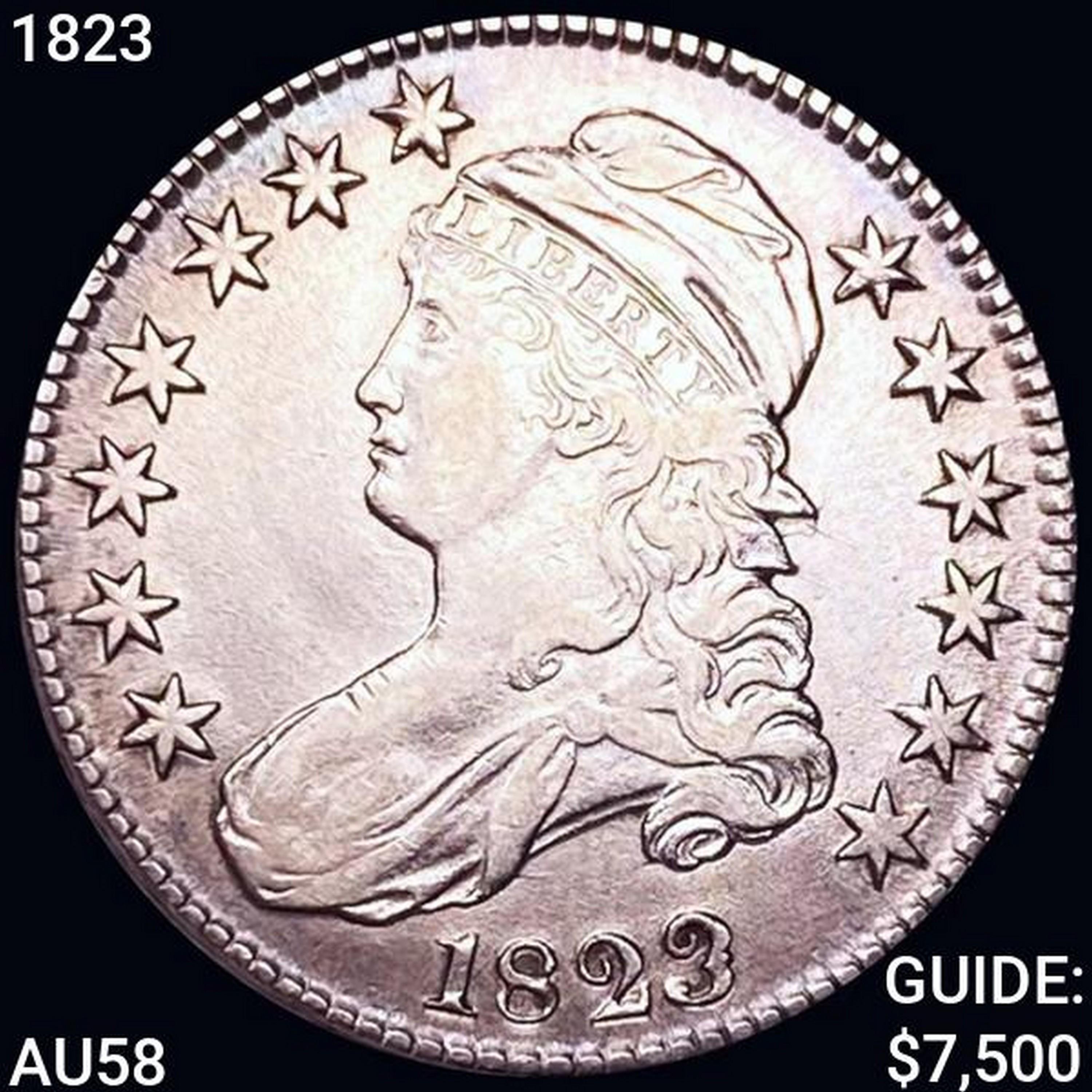 1823 Capped Bust Half Dollar CHOICE AU