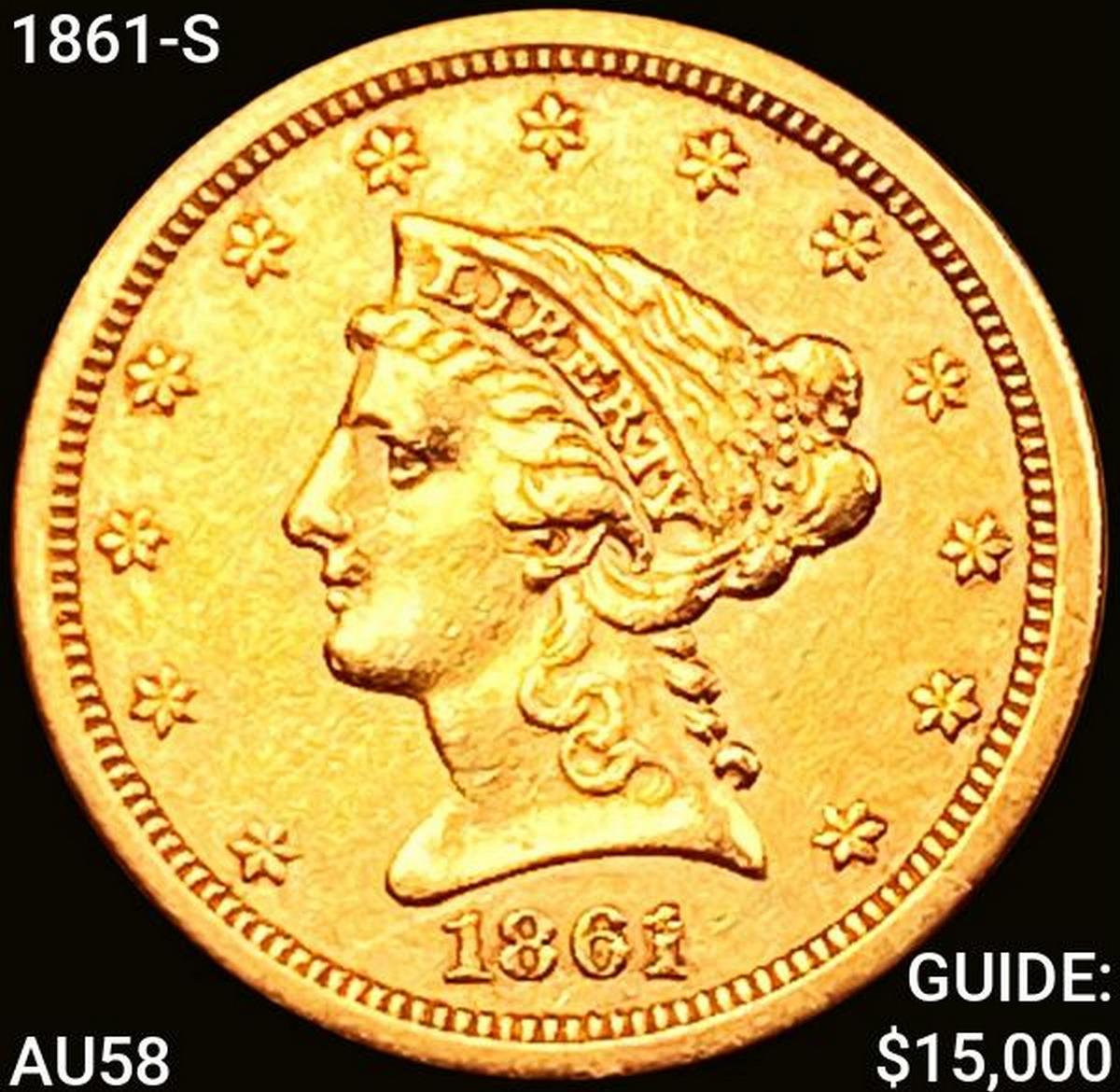 1861-S $2.50 Gold Quarter Eagle CHOICE AU