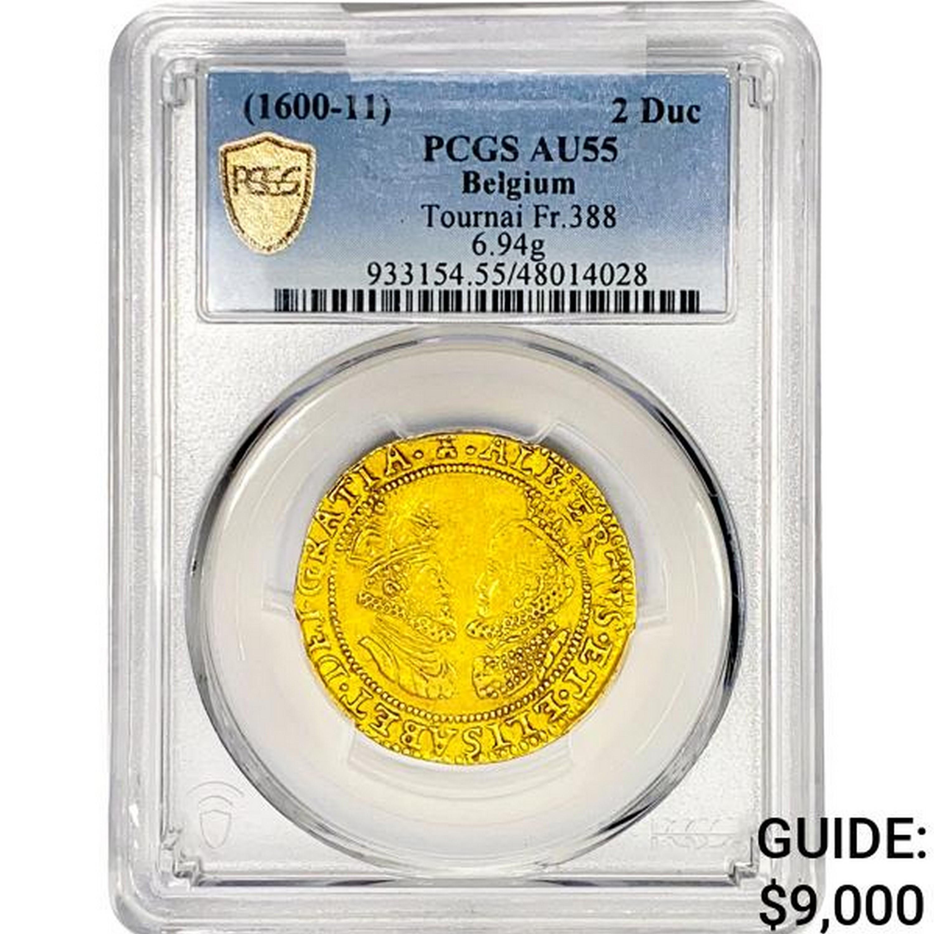 1600-11 Belgium .24480oz Gold 2 Ducat PCGS AU55 To