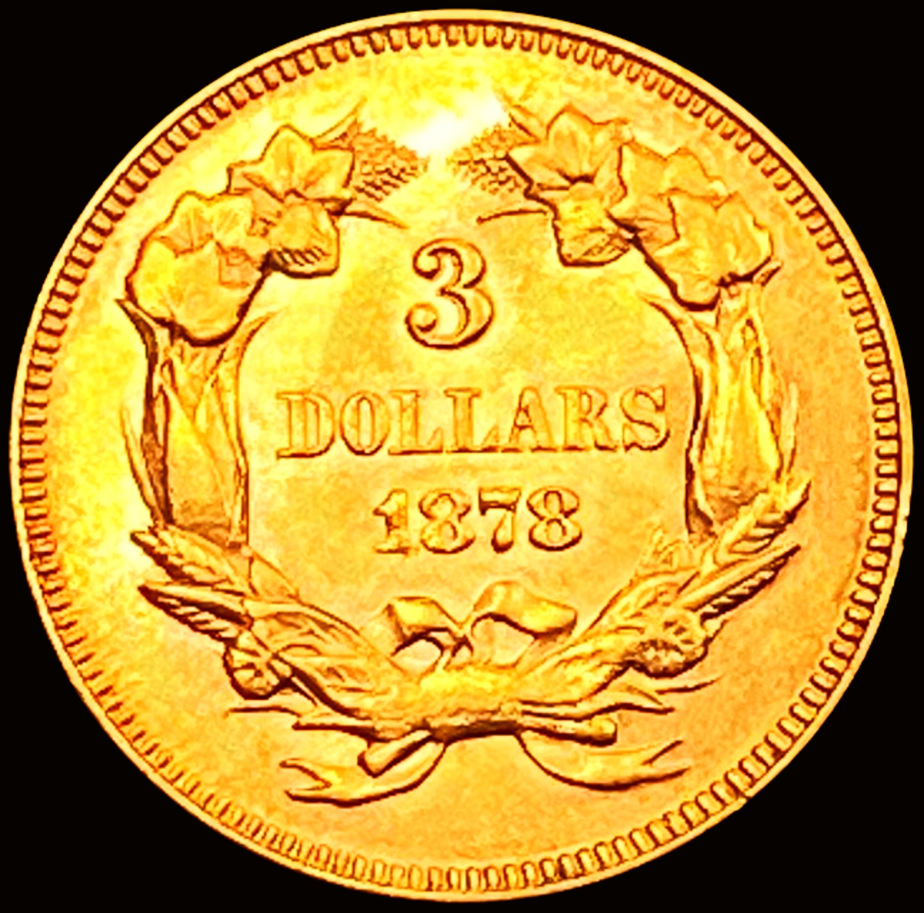 1878 $3 Gold Piece CHOICE BU