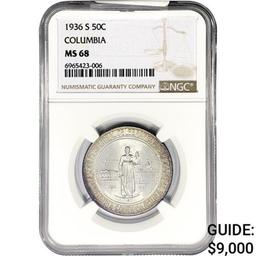 1936-S Columbia Half Dollar NGC MS68