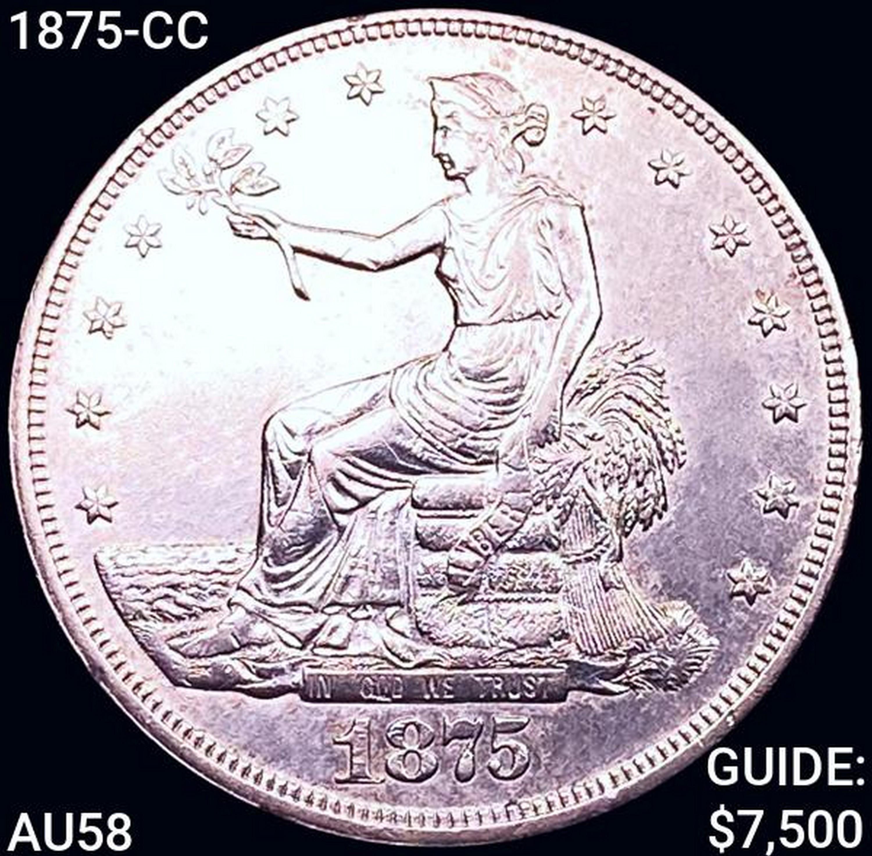 1875-CC Silver Trade Dollar CHOICE AU