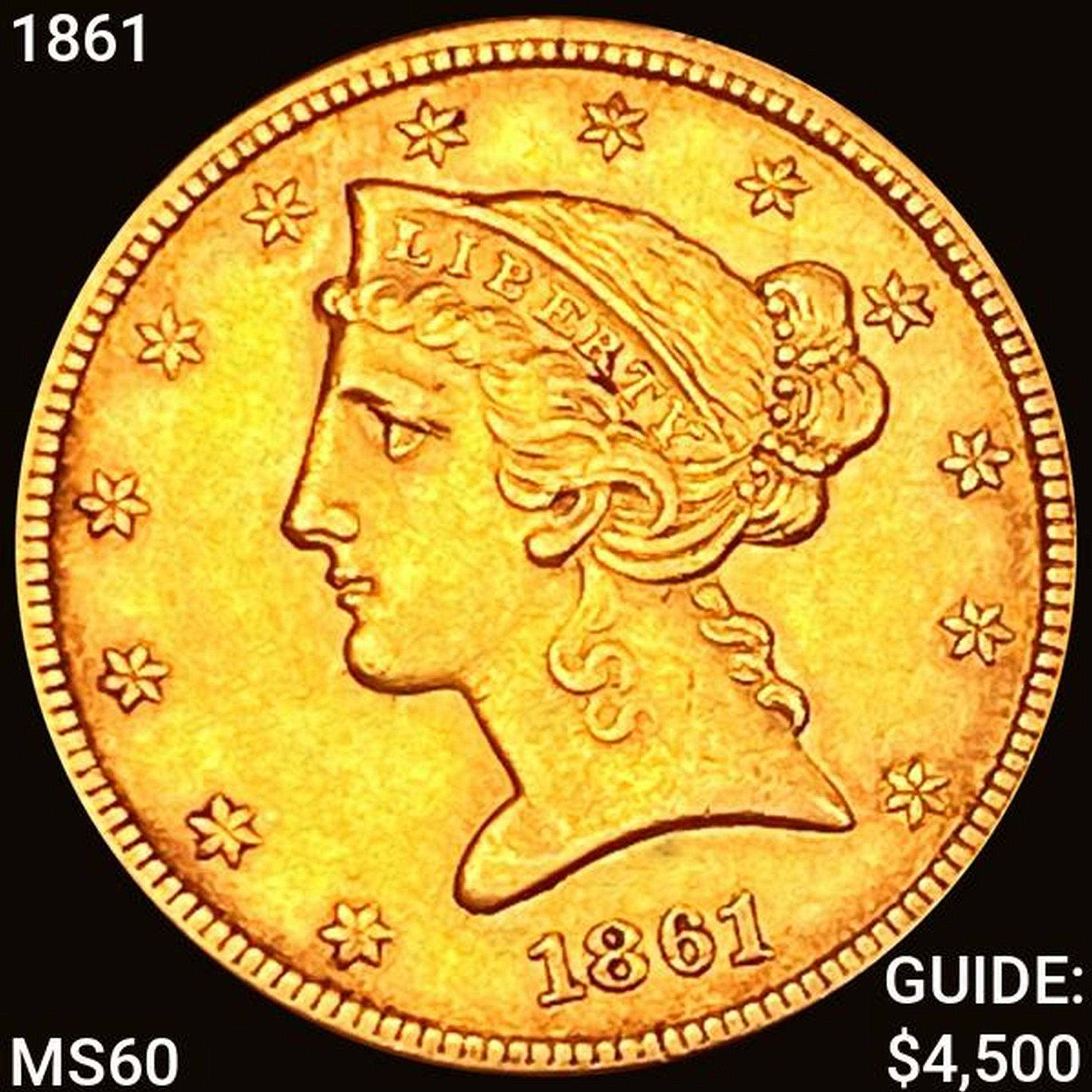 1861 $5 Gold Half Eagle UNCIRCULATED