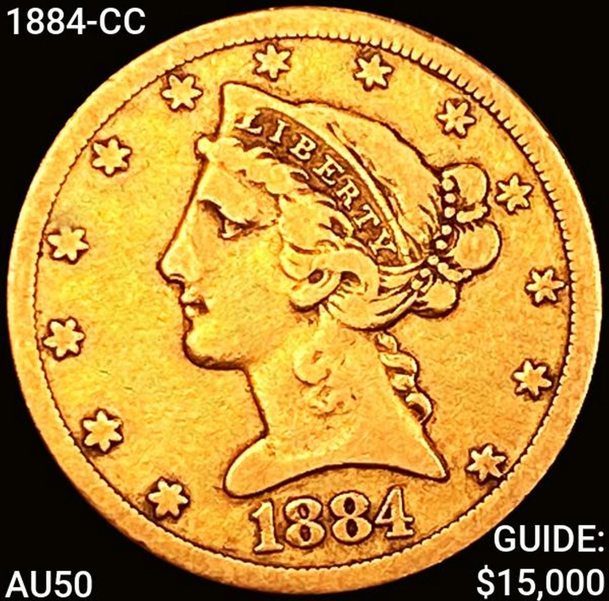 1884-CC $5 Gold Half Eagle CLOSELY UNCIRCULATED