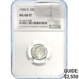 1948-D Roosevelt Dime NGC MS68 FT