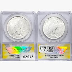 1922 [2] Silver Peace Dollar ANACS AU53/58