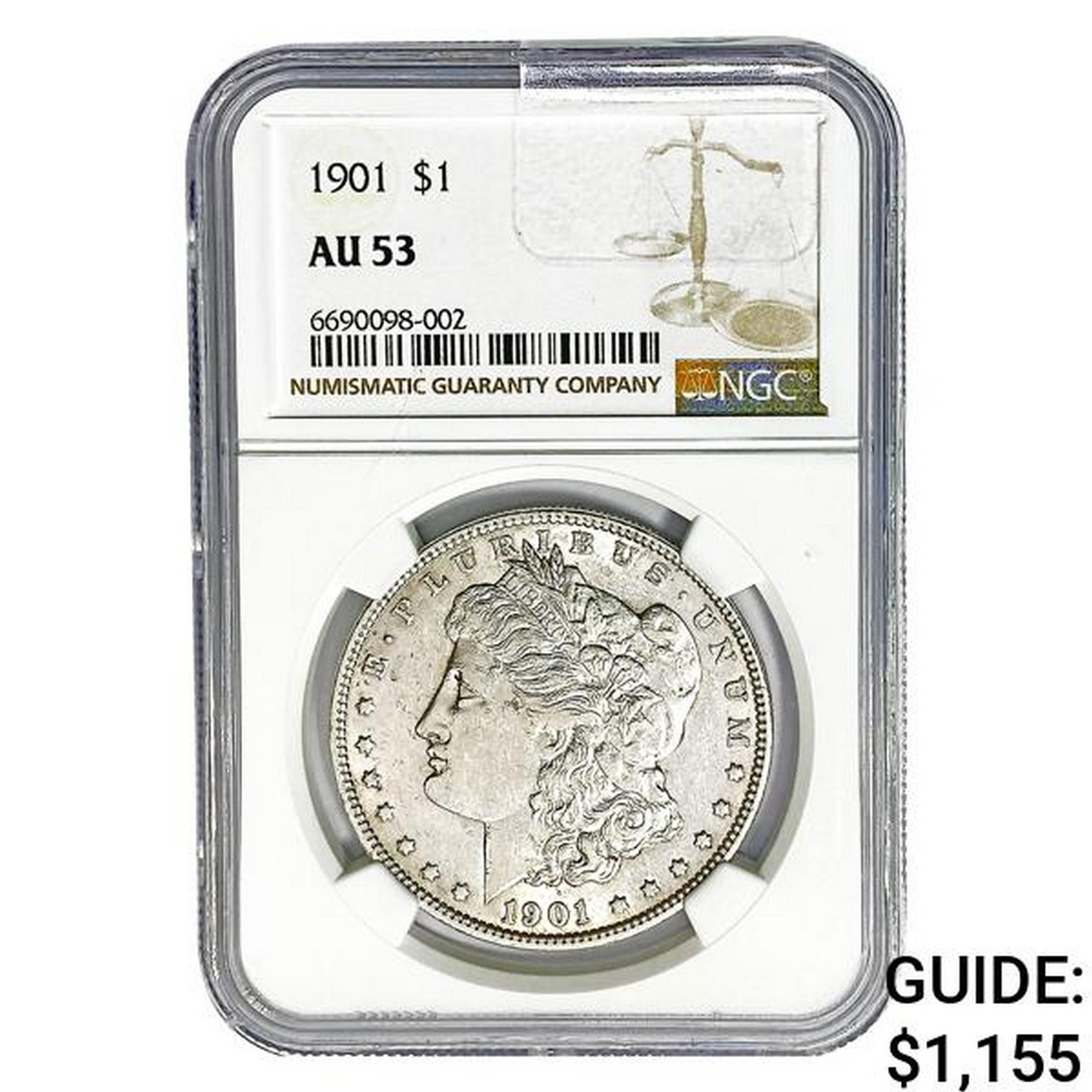 1901 Morgan Silver Dollar NGC AU53