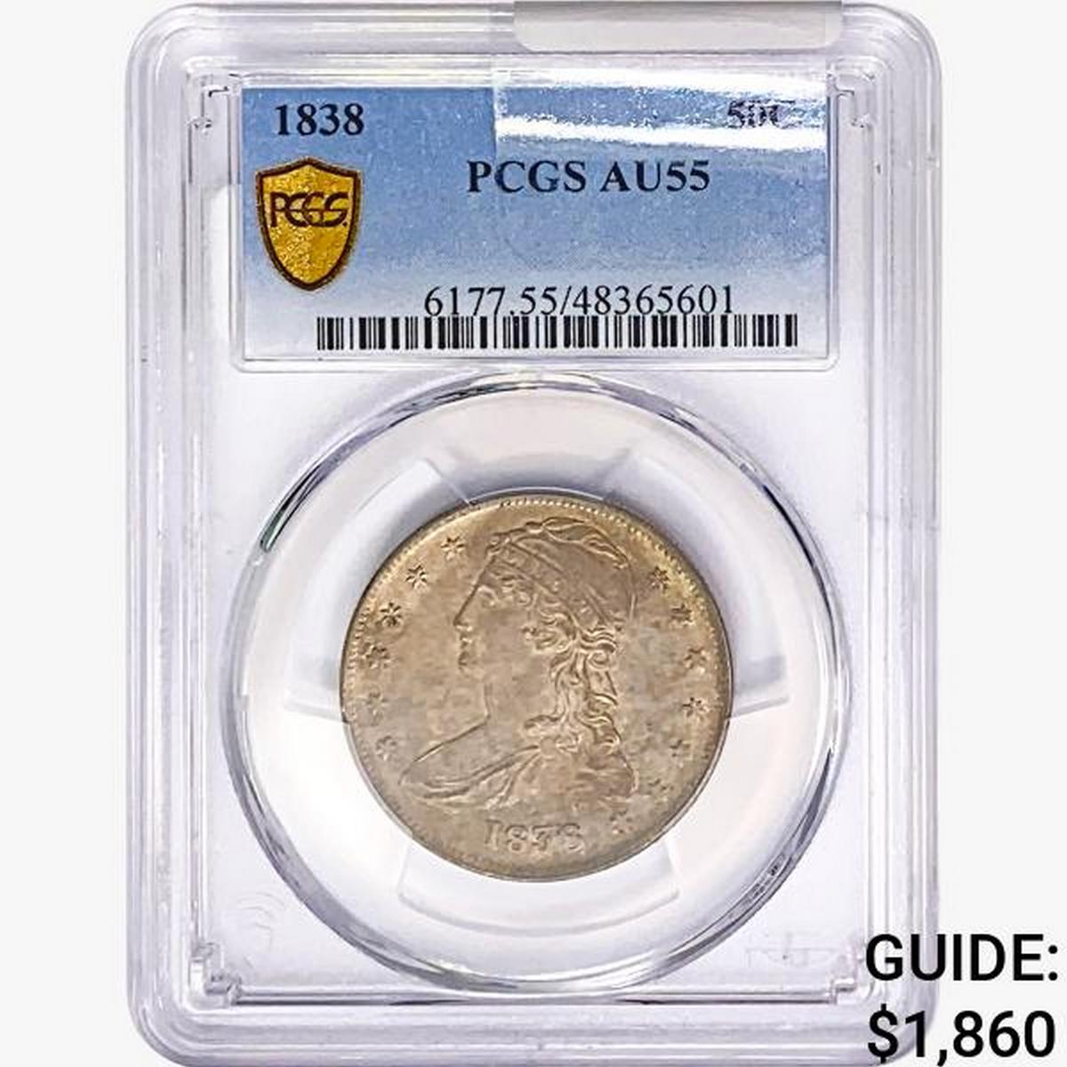 1838 Capped Bust Half Dollar PCGS AU55