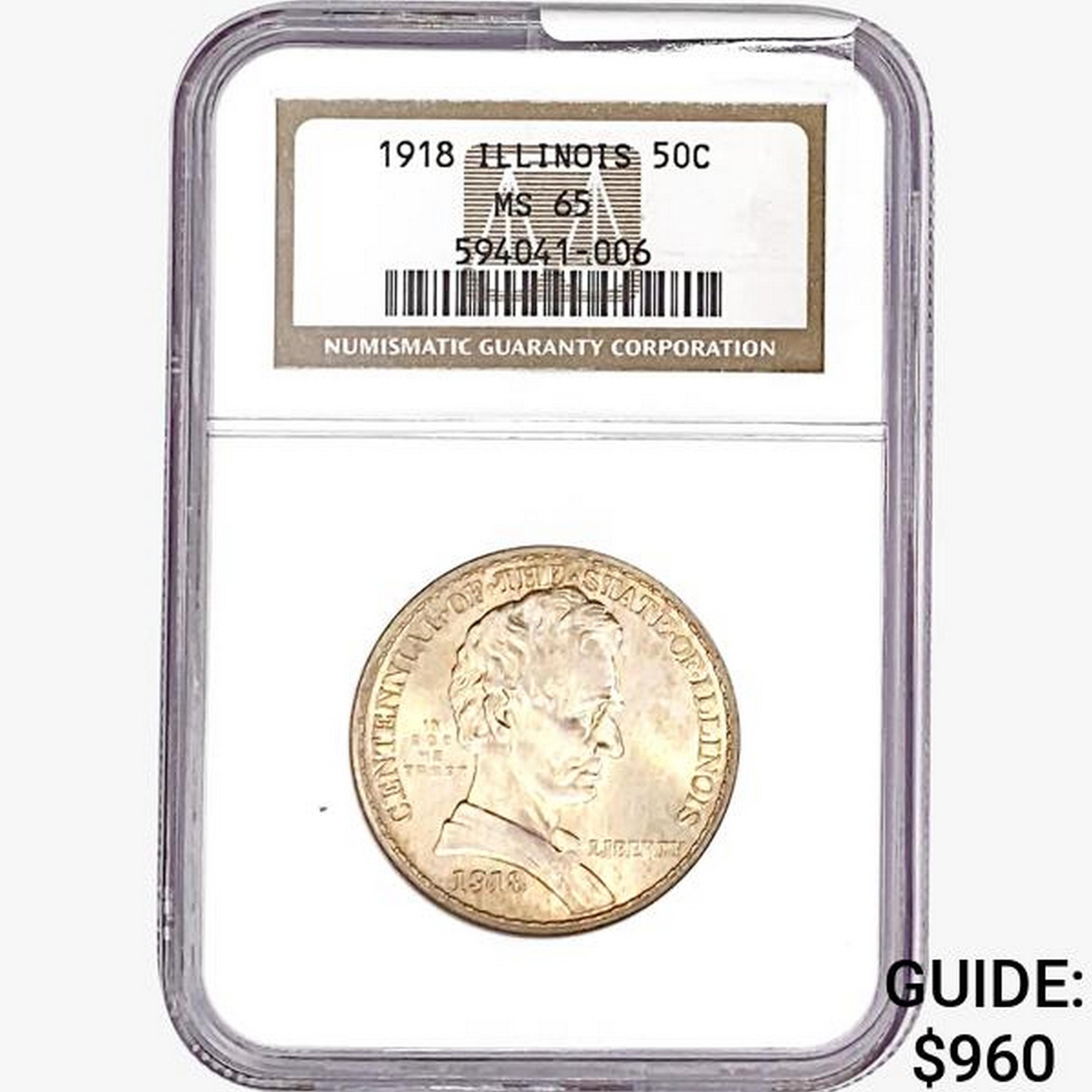 1918 Illinois Half Dollar NGC MS65